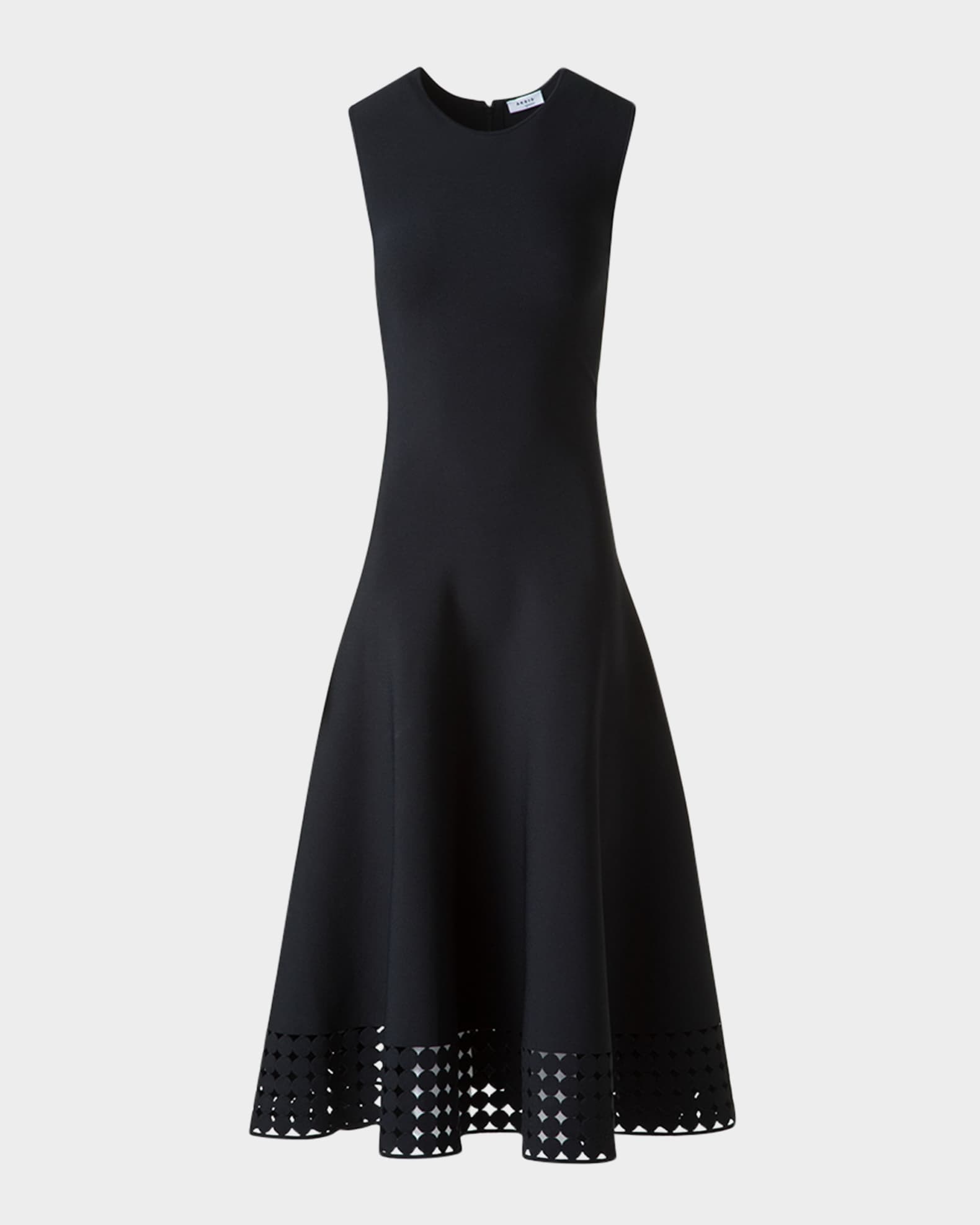 Dot Lace-Hem Sleeveless Midi Dress 0