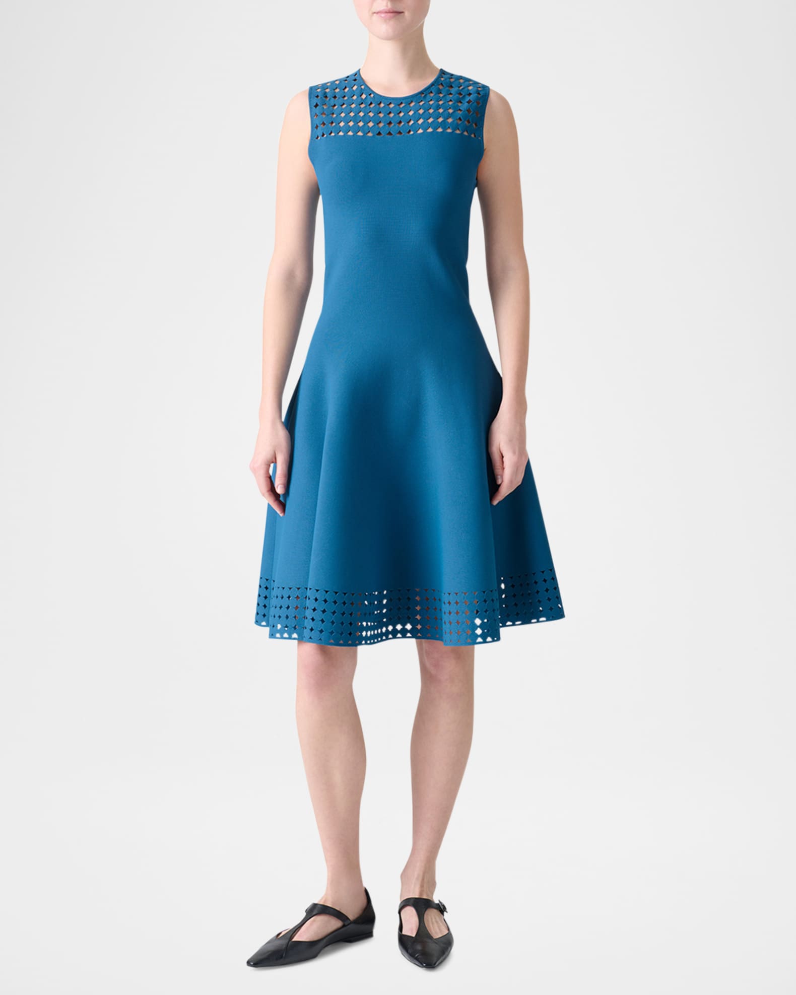 Dot Lace Sleeveless A-line Knit Dress 1
