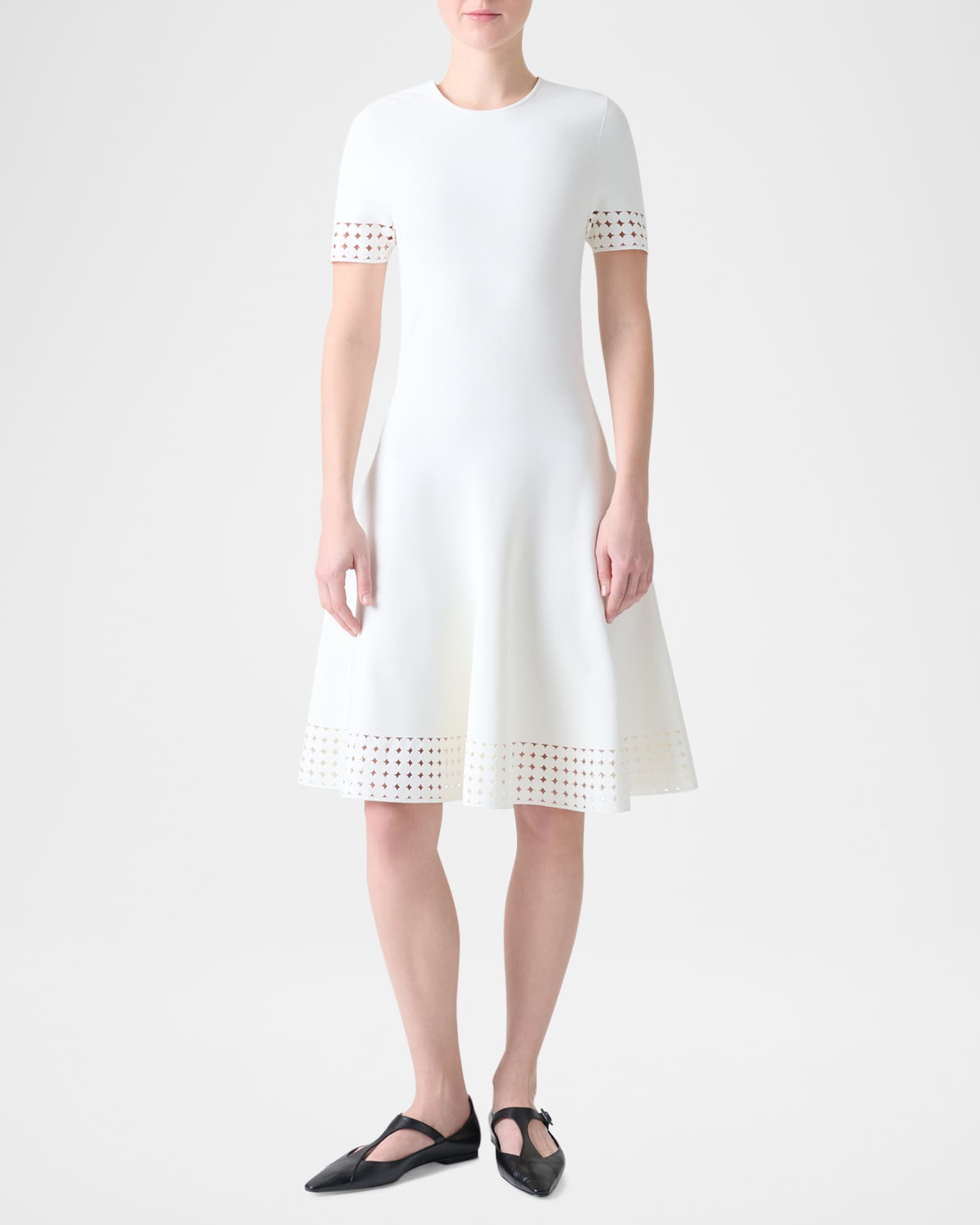 Akris punto Dot Lace Knit A-Line Dress | Neiman Marcus
