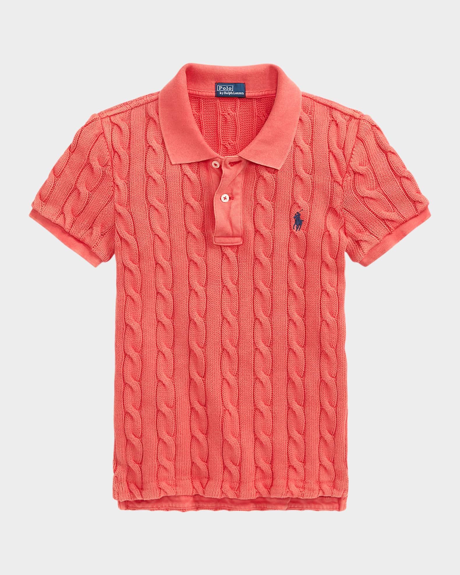 ★★POLO RALPH LAUREN★★ W Cable Knit Short Sleeve Shirt Bl Polo Ralph Lauren Cable-Knit Polo Shirt | Saks Fifth Avenue