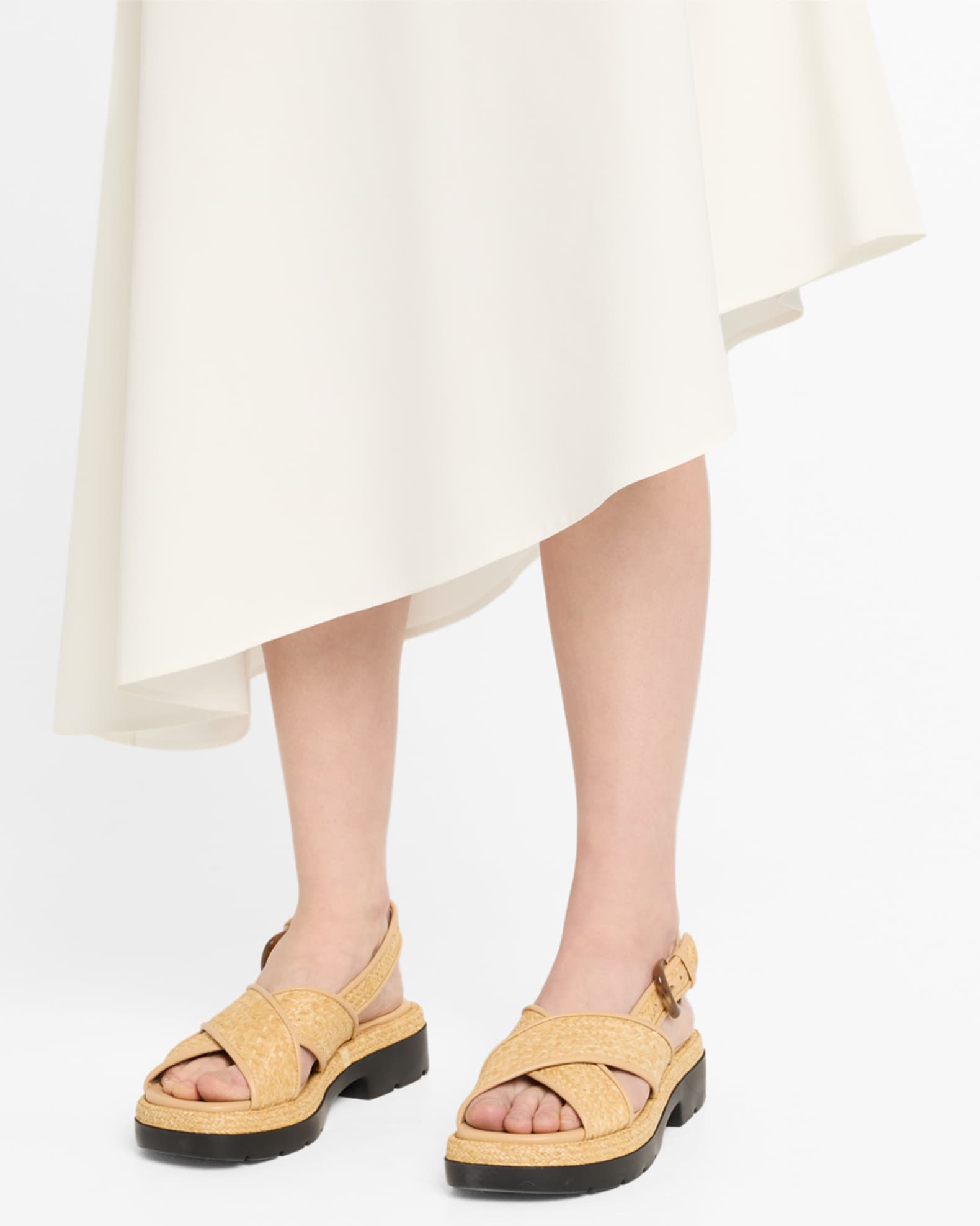 Helena Raffia Lug-Sole Sandals 1