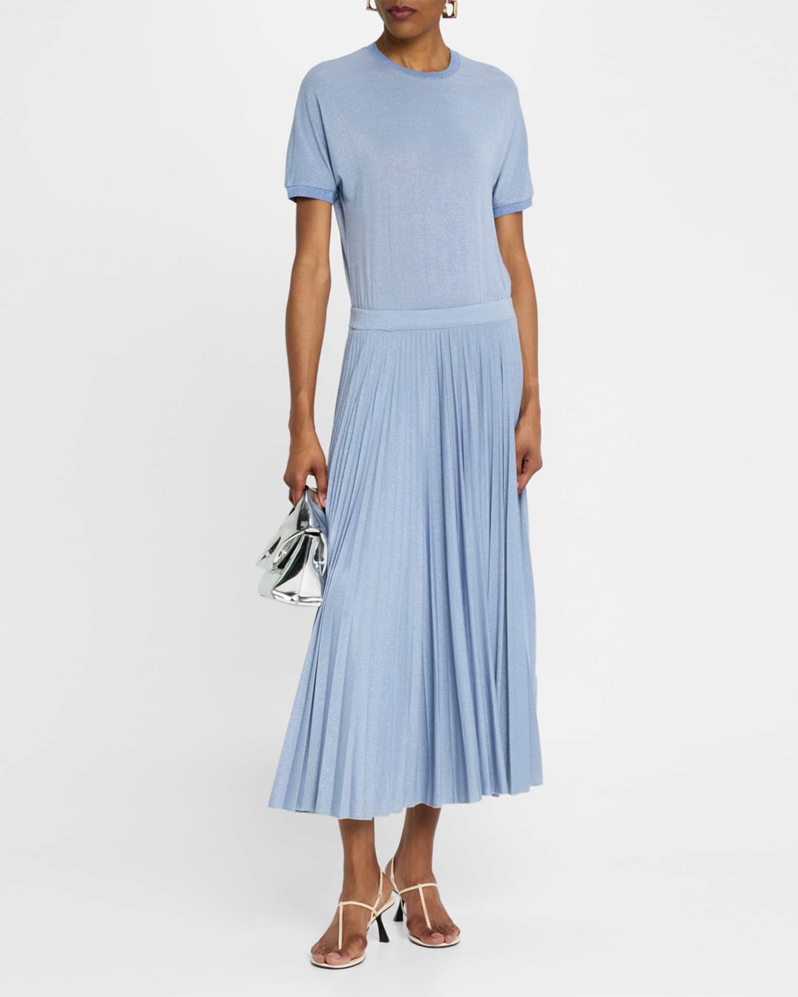 Semele Pleated Shimmer Knit Midi Dress 1