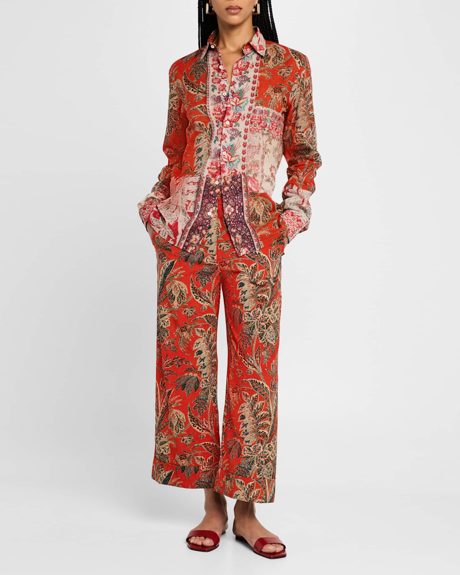Cropped Floral-Print Pants 1