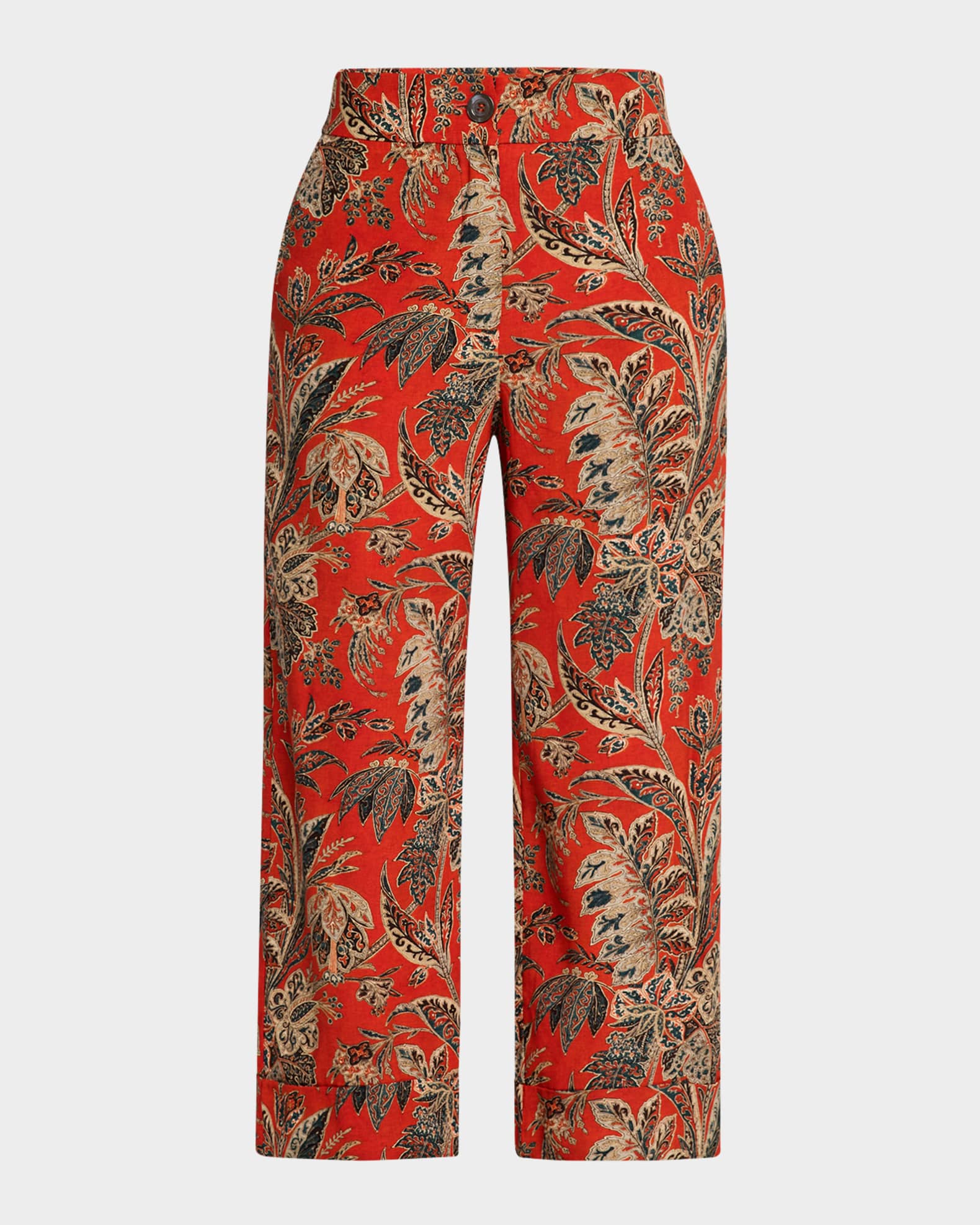 Cropped Floral-Print Pants 0