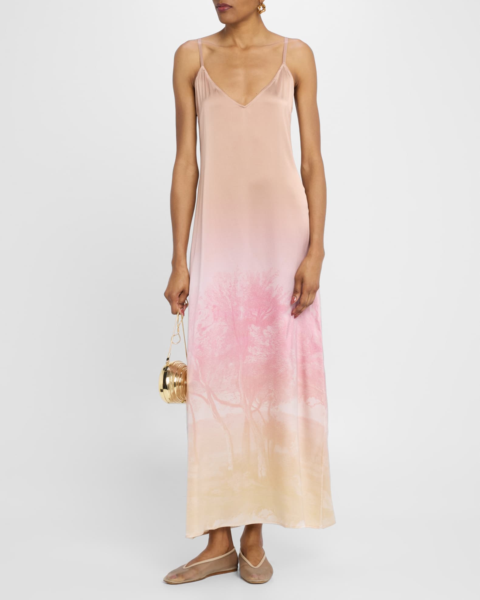 Sleeveless Ombre Landscape-Print Maxi Dress 1