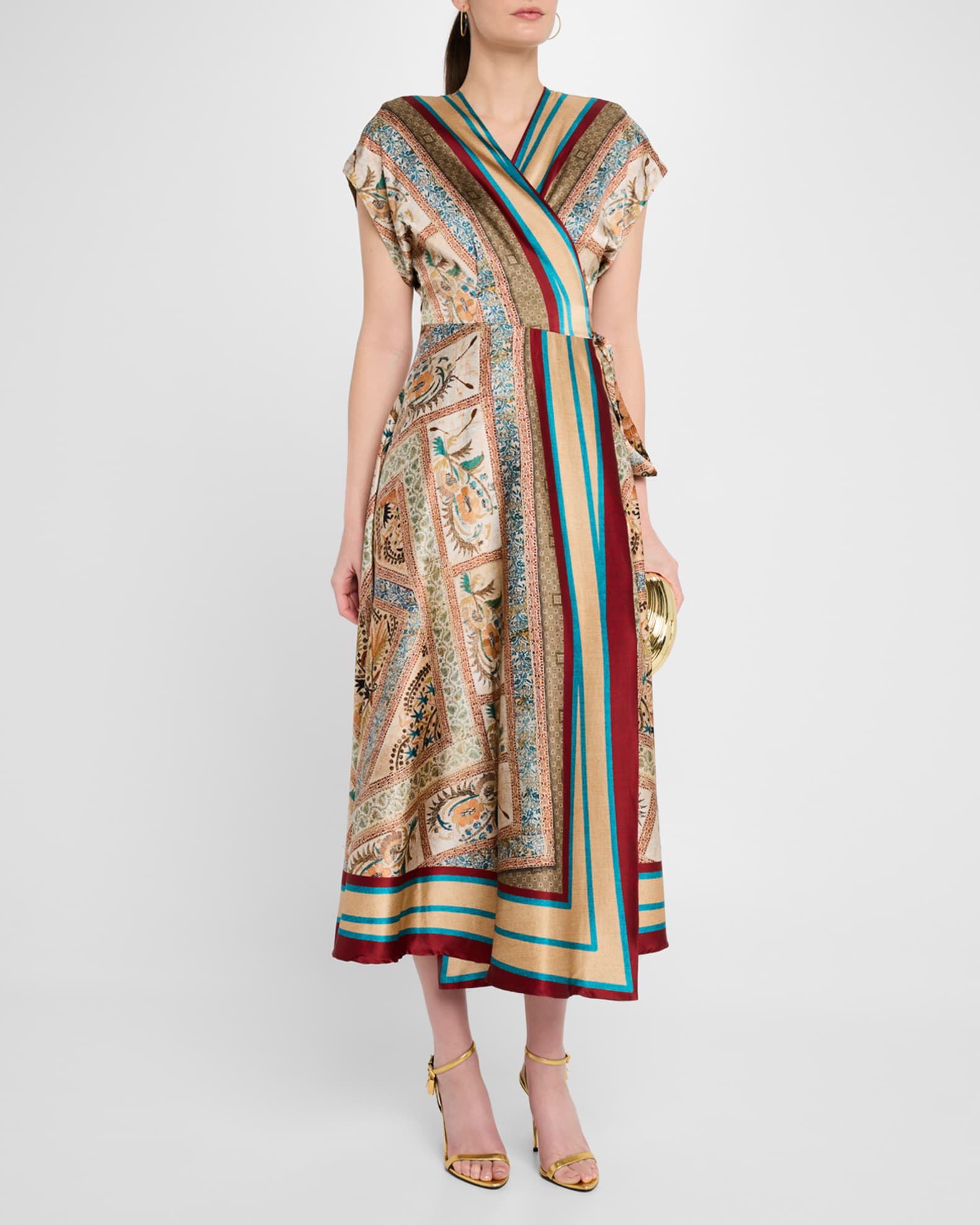 Floral-Print Silk Midi Wrap Dress 1