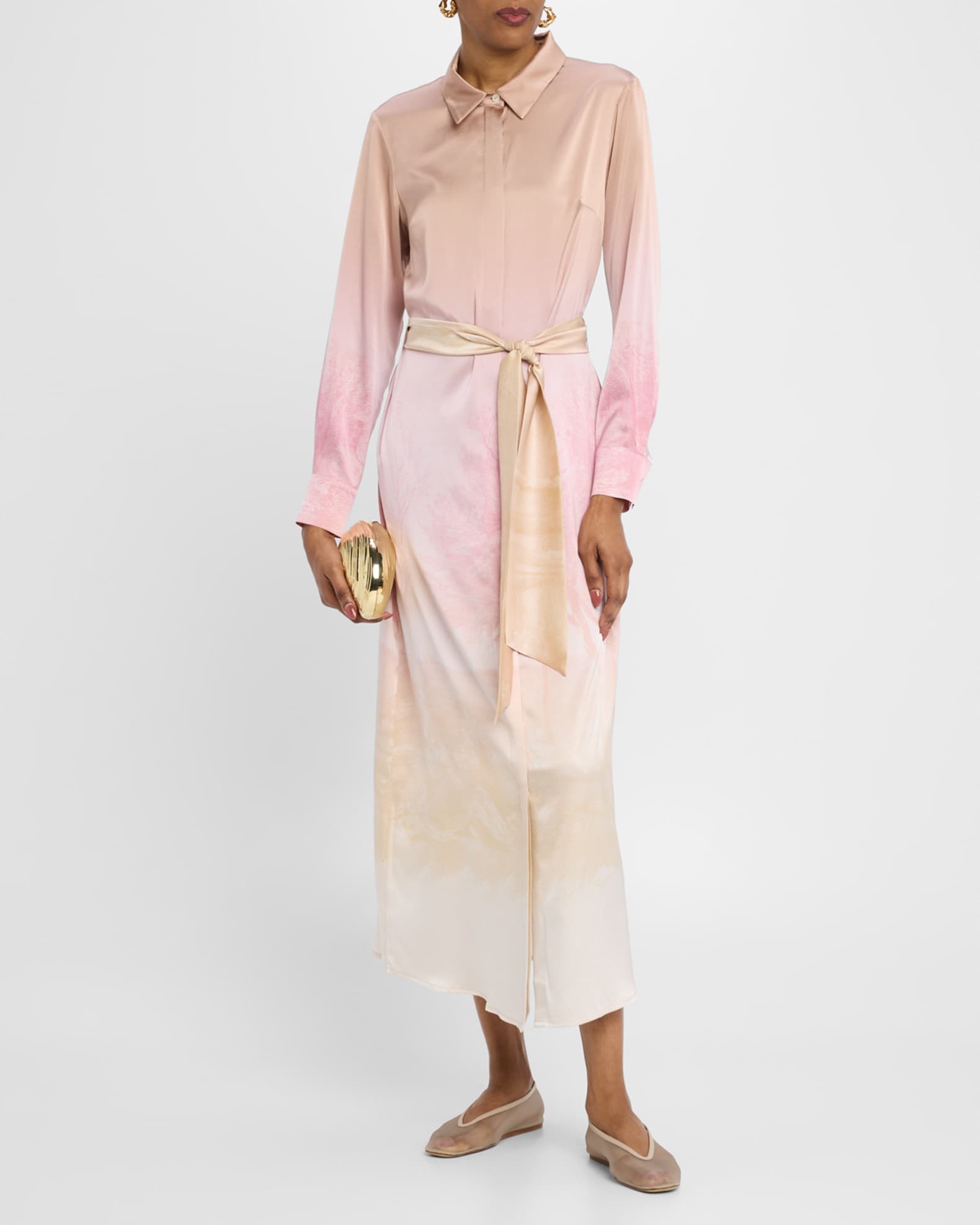 Ombre Landscape-Print Midi Shirtdress 1