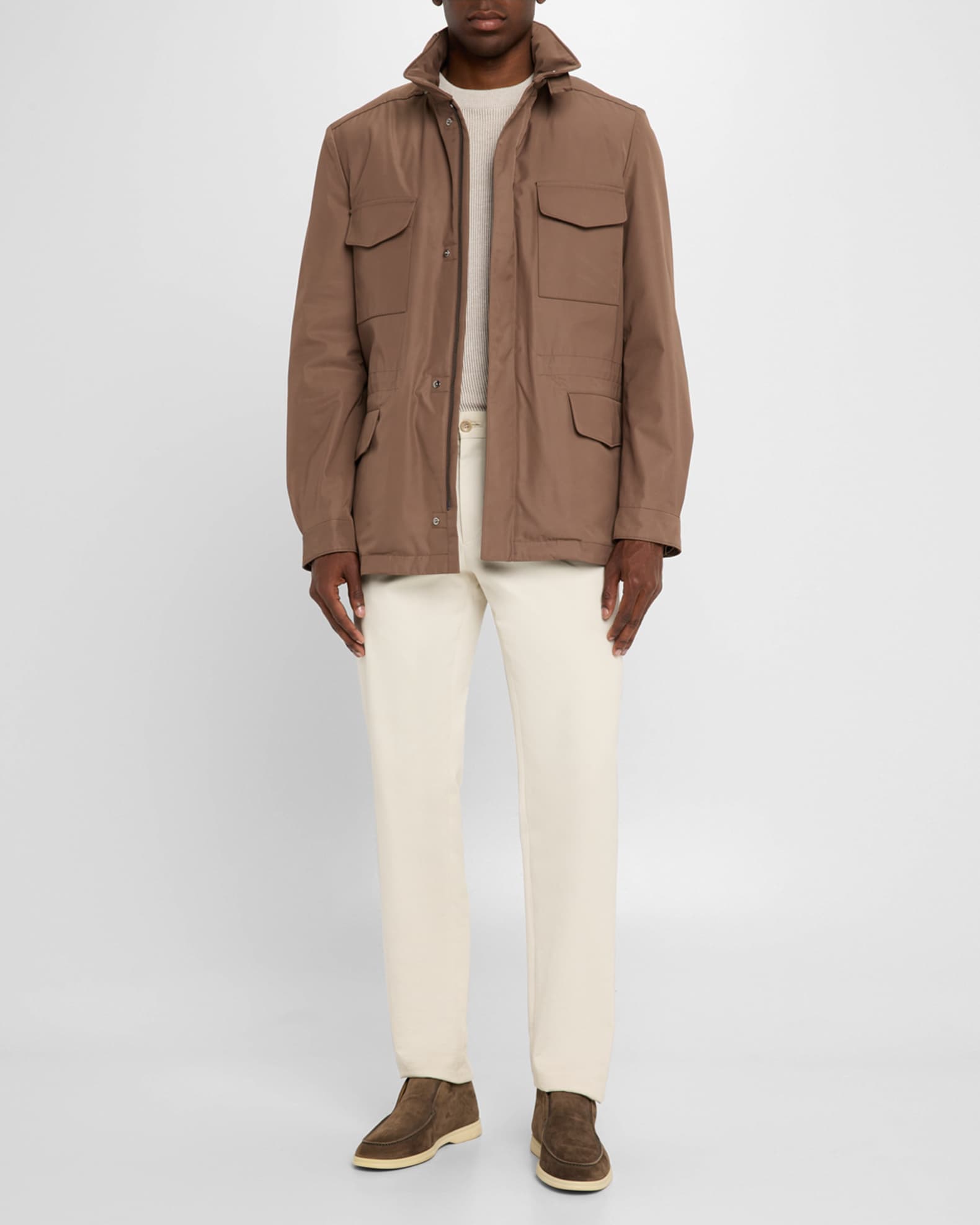 Loro Piana Men's Traveler Field Jacket with Stowaway Hood | Neiman