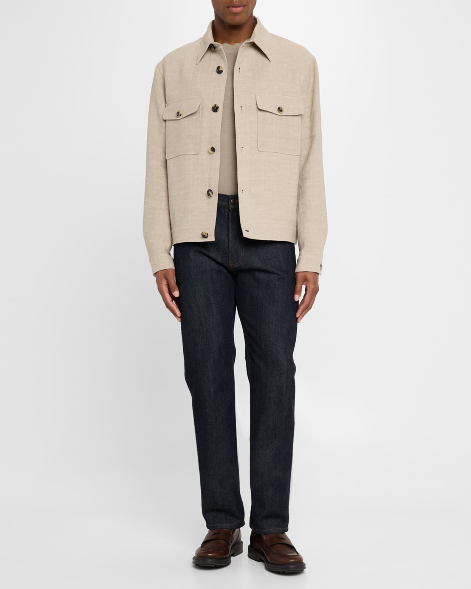 Loro Piana Men's Clem Summer Linen and Silk Blouson | Neiman Marcus