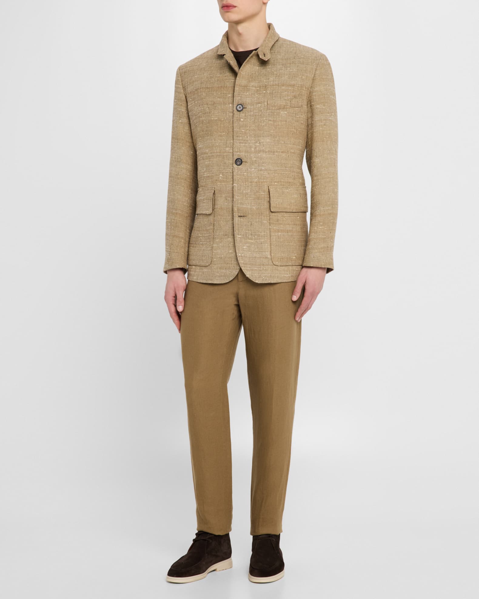 Loro Piana Men's Linen and Silk Roadster Single-Breasted Jacket