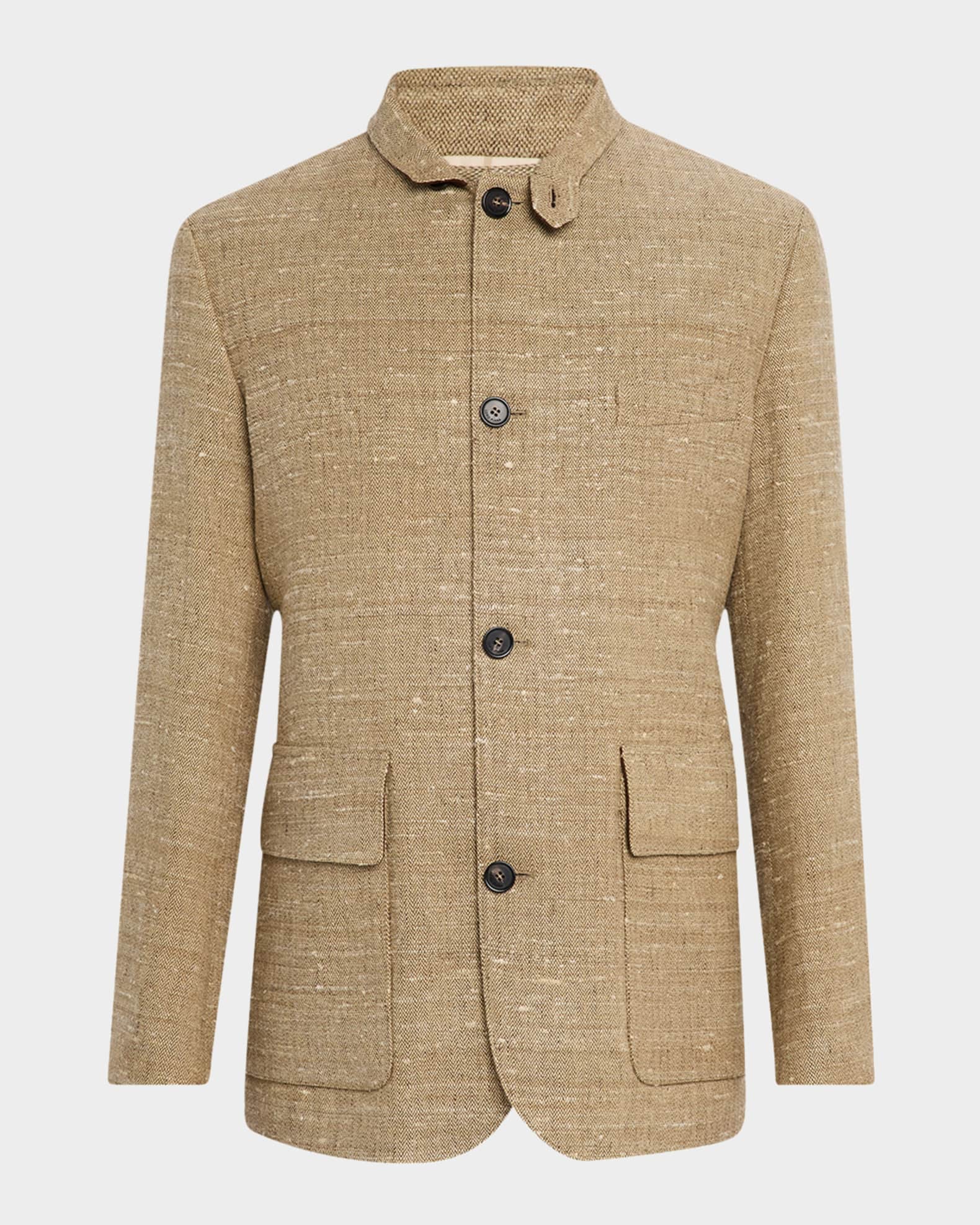 Loro Piana Men's Linen and Silk Roadster Single-Breasted Jacket