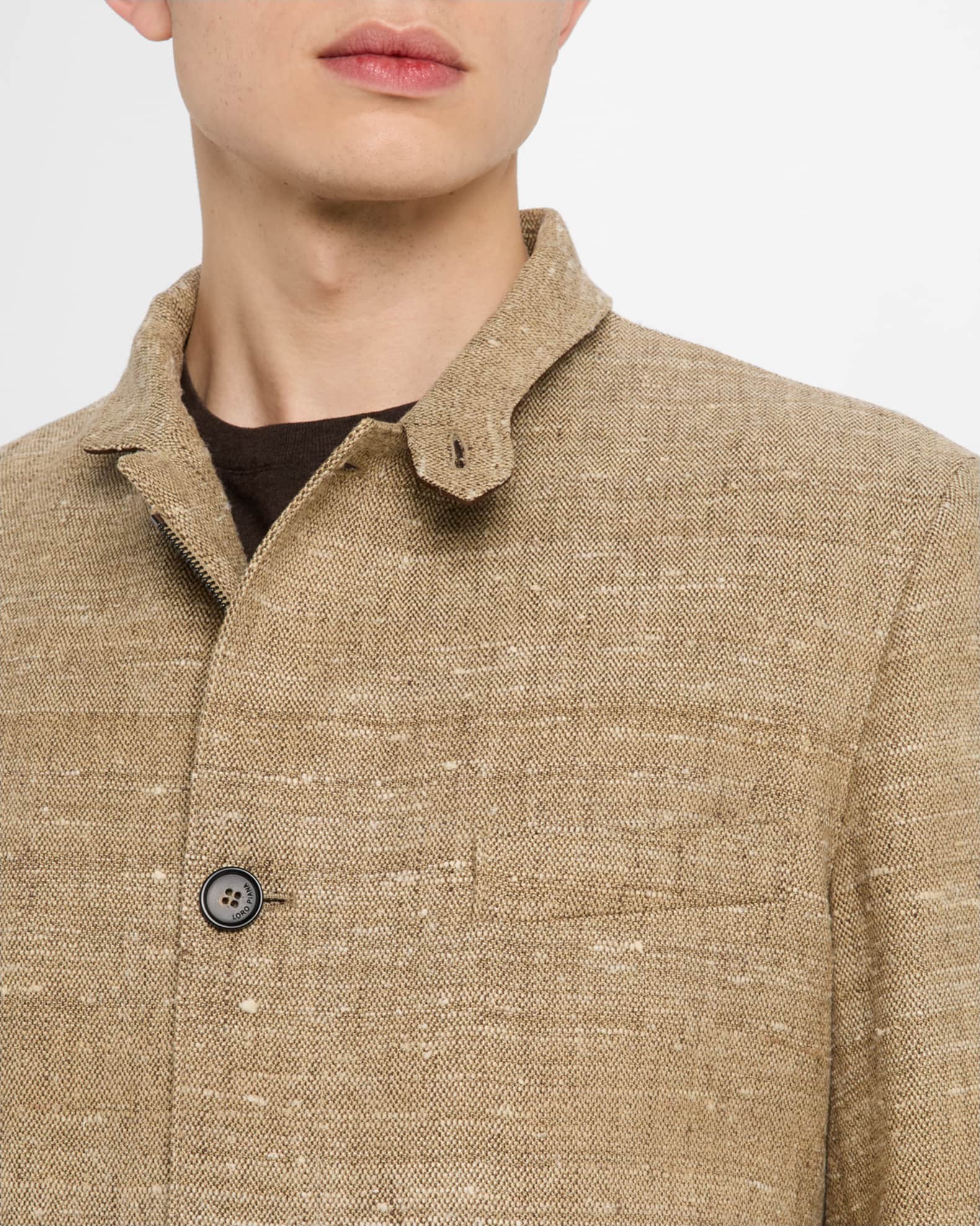 Loro Piana Men's Linen and Silk Roadster Single-Breasted Jacket