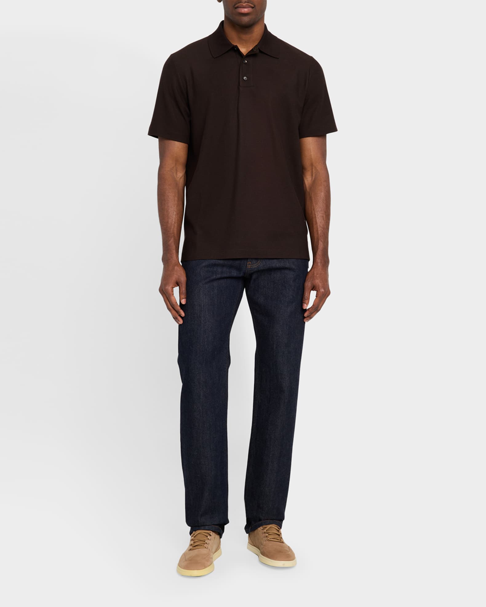 Loro Piana Men's Cerro Cotton and Cashmere Polo Shirt | Neiman Marcus