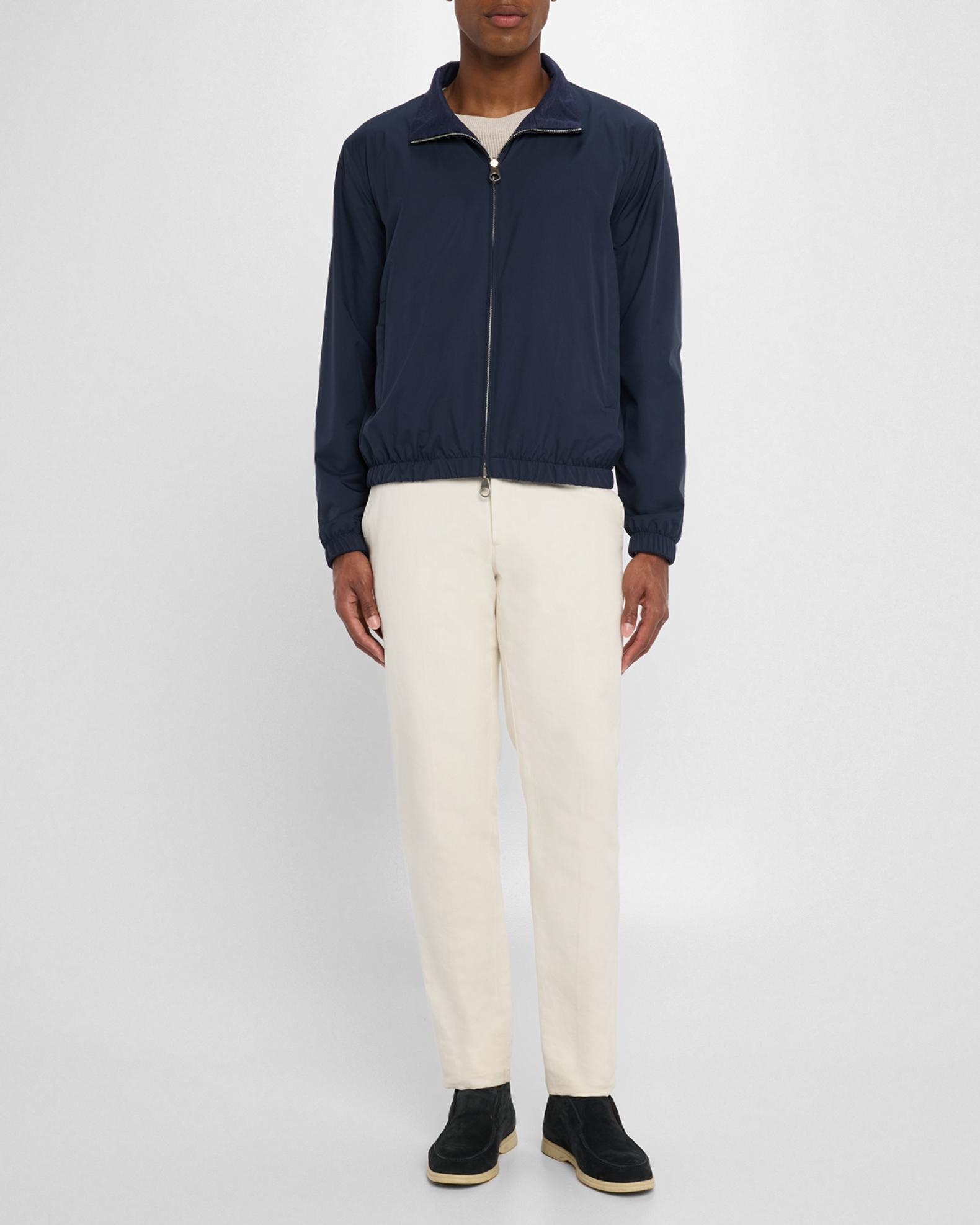 Loro Piana Men's Wind Jersey and Linen Bomber Jacket | Neiman Marcus