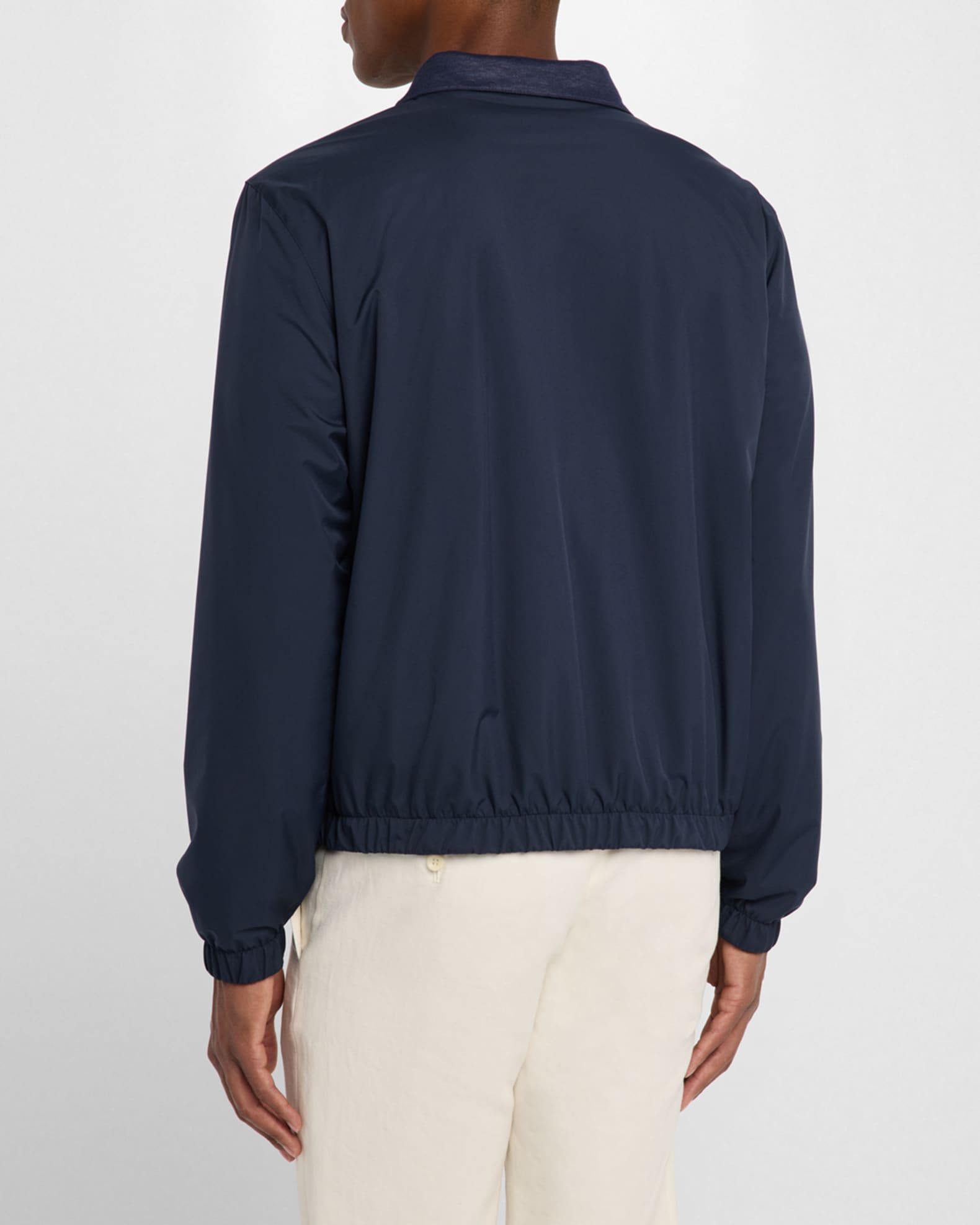 Loro Piana Men's Wind Jersey and Linen Bomber Jacket | Neiman Marcus