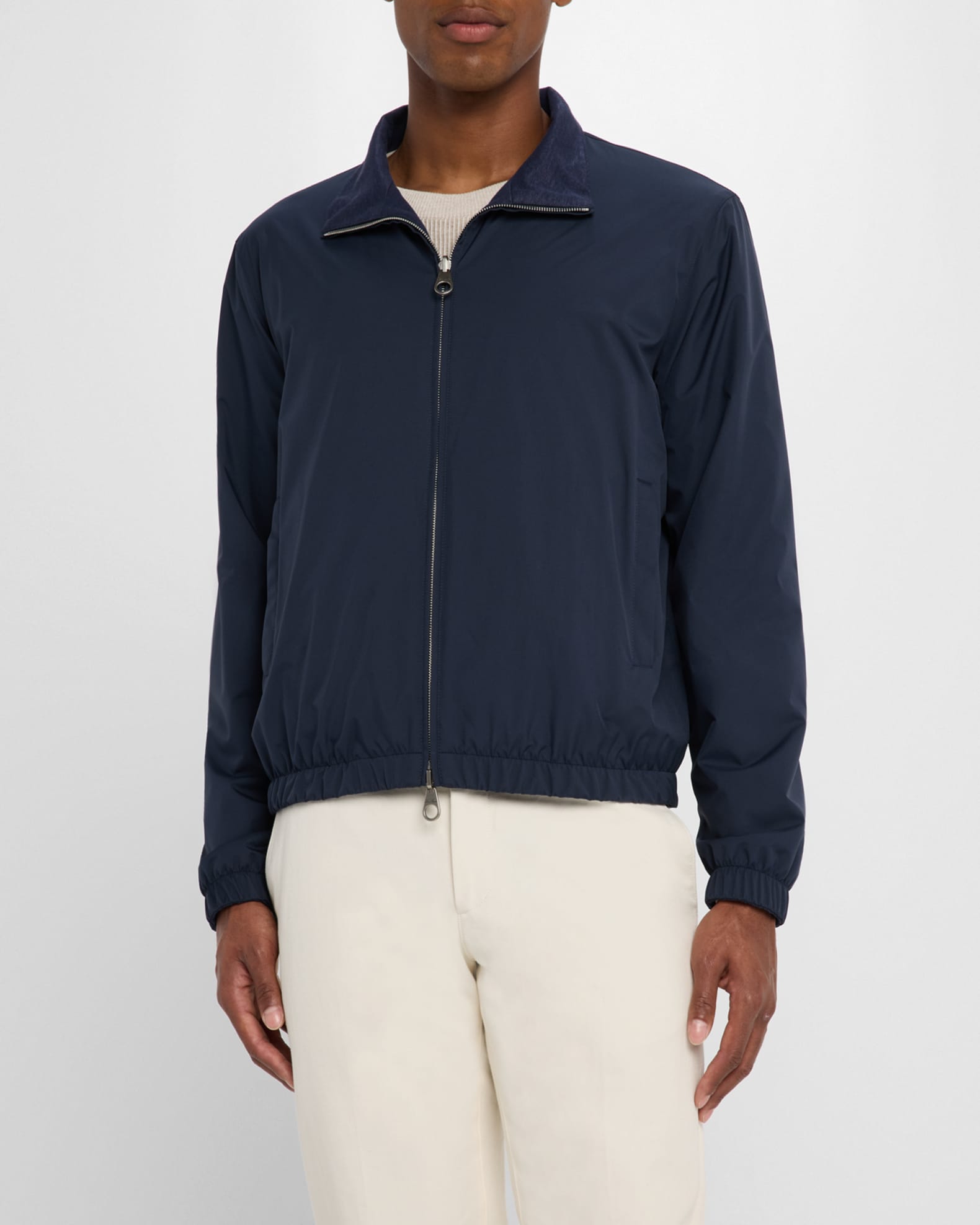 Loro Piana Men's Wind Jersey and Linen Bomber Jacket