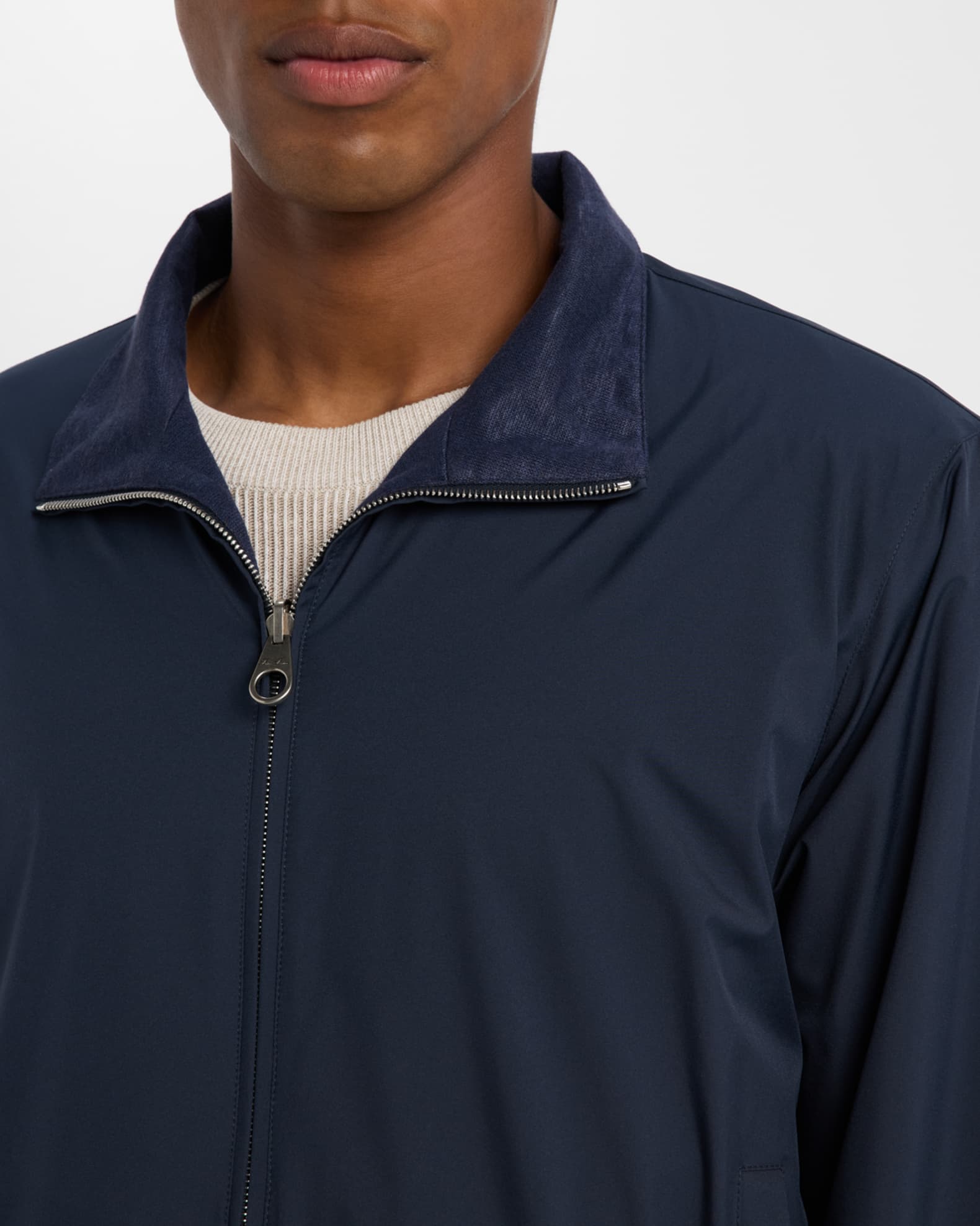 Loro Piana Men's Wind Jersey and Linen Bomber Jacket | Neiman Marcus