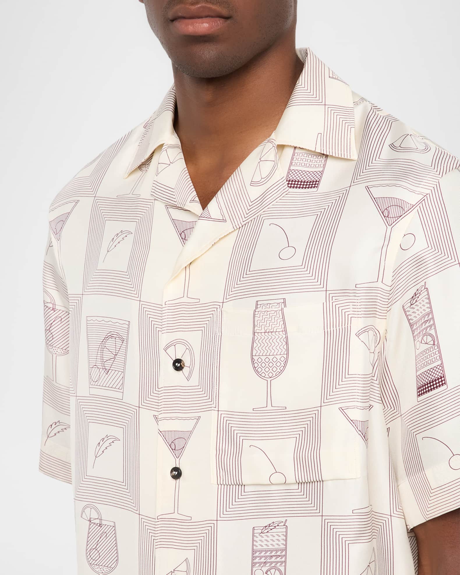 Loro Piana Men's Federico Twill Short-Sleeve Shirt | Neiman Marcus