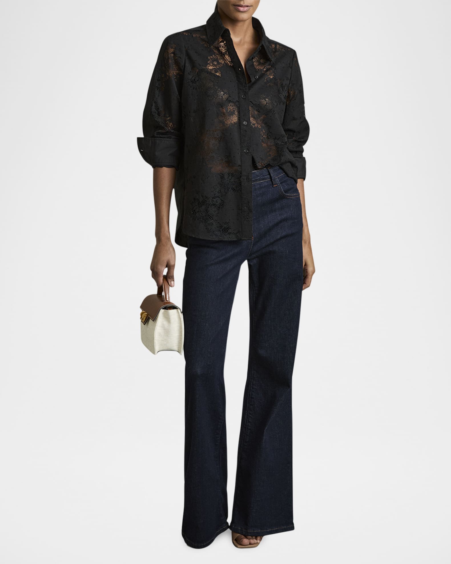 Lacey Floral Lace-Front Shirt 1