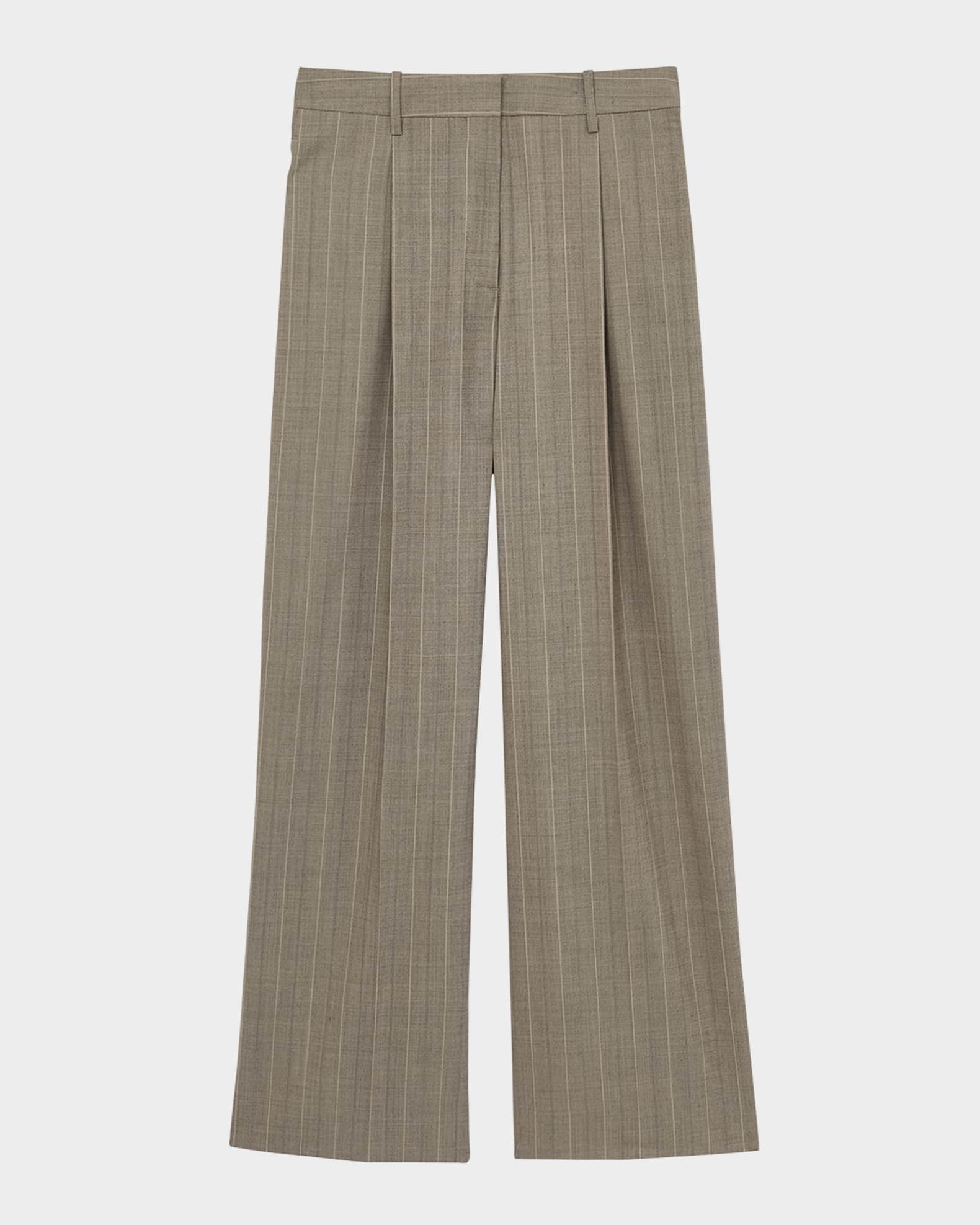 Tallulah Pleated High-Rise Pinstripe Pants 0