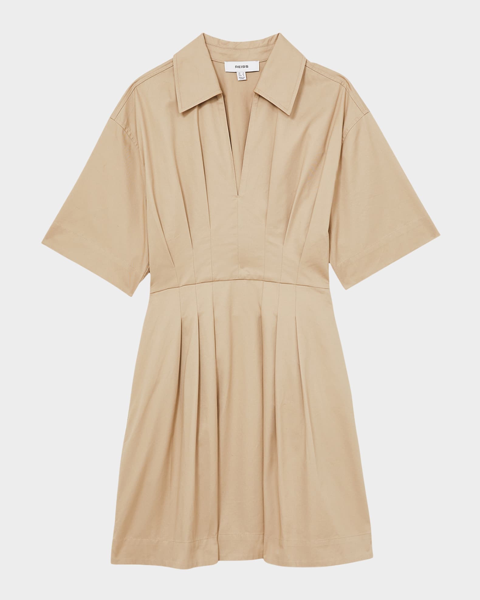 Rosalie Pleated Cotton Mini Shirtdress 0