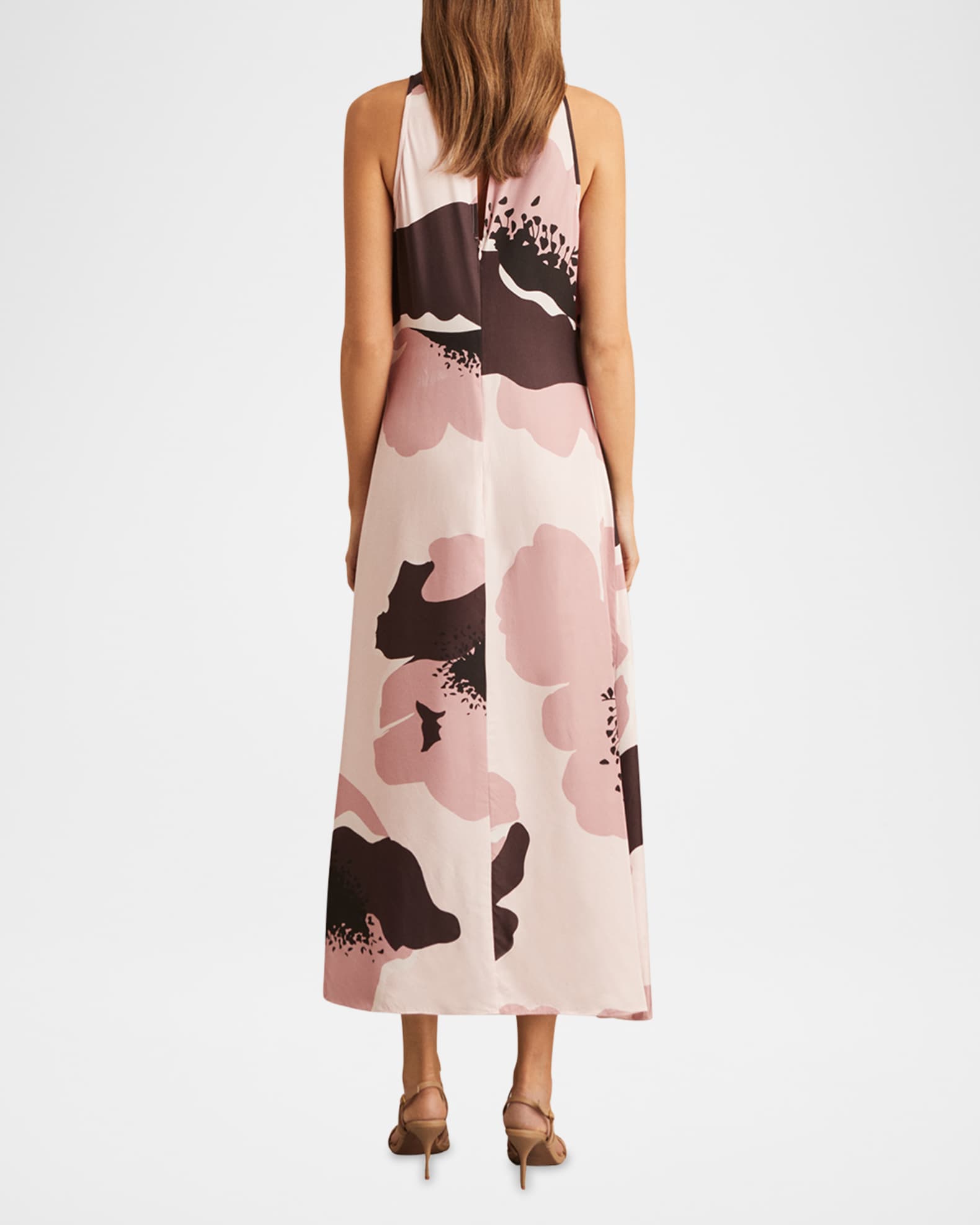 Reiss Michalie Draped High-Low Satin Midi Dress | Neiman Marcus