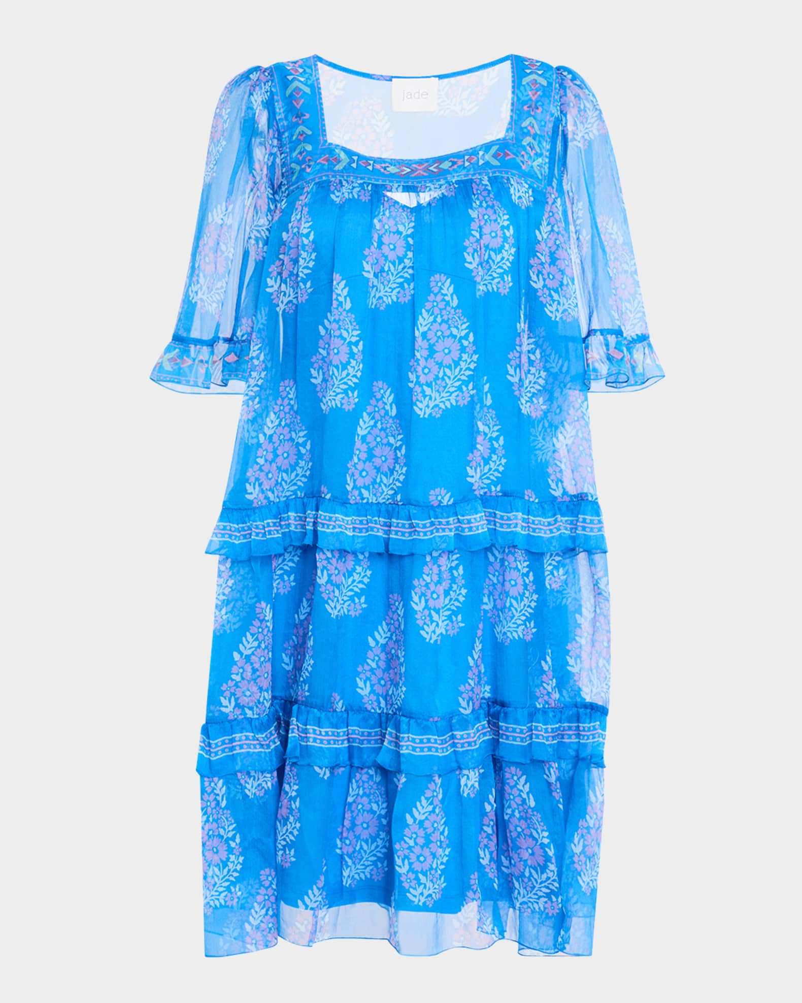 Wrenn Tiered Floral-Print Chiffon Dress 0