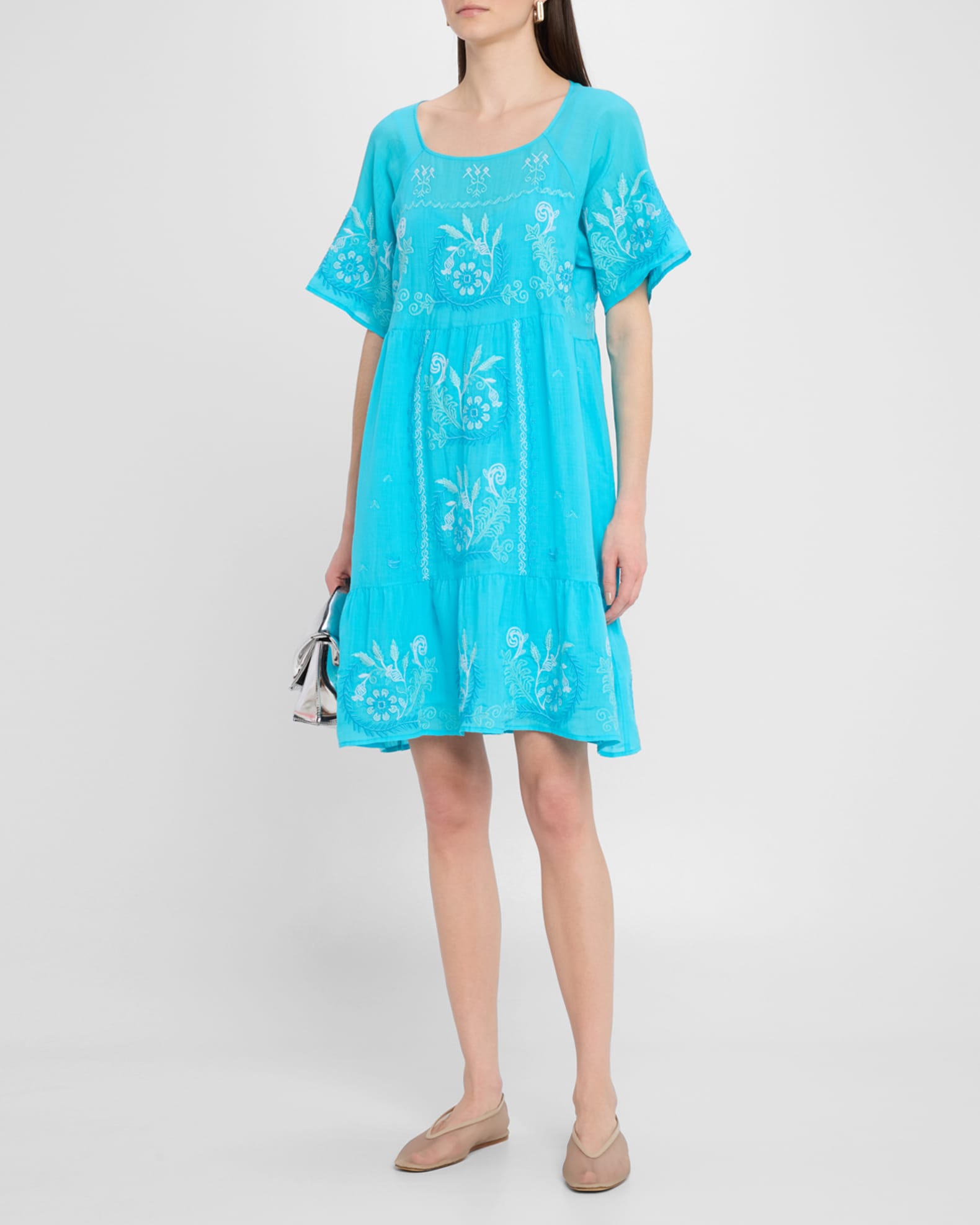 Yohana Tiered Floral-Embroidered Dress 1