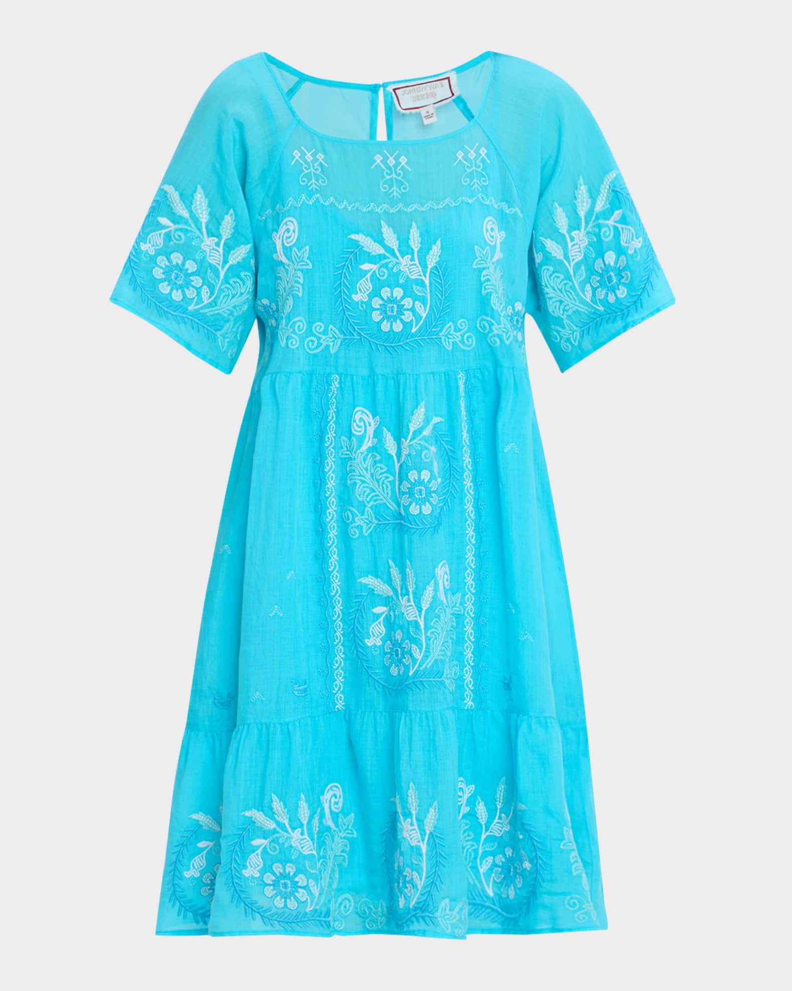 Yohana Tiered Floral-Embroidered Dress 0