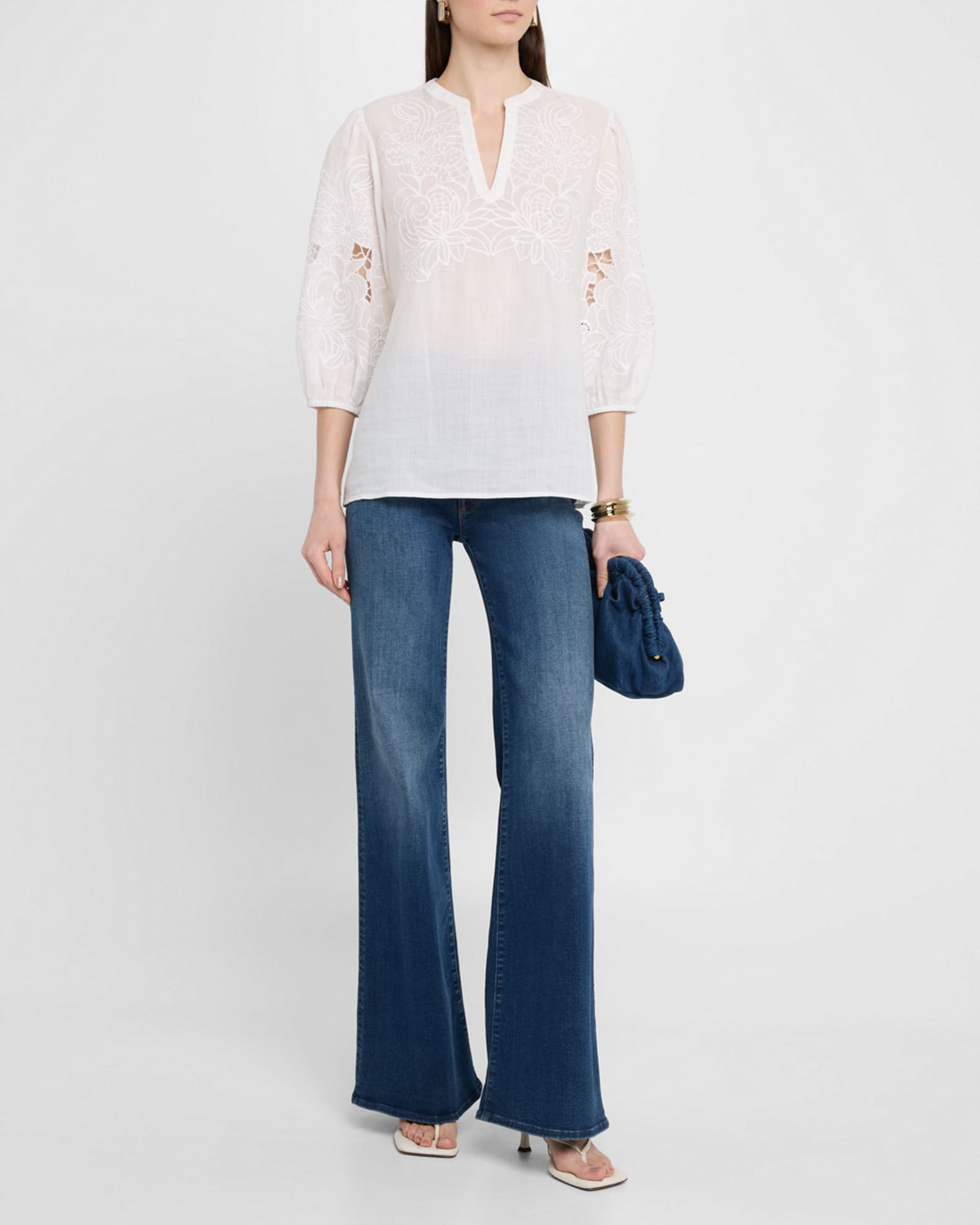 Sadie Cutout Floral-Embroidered Ramie Blouse 1