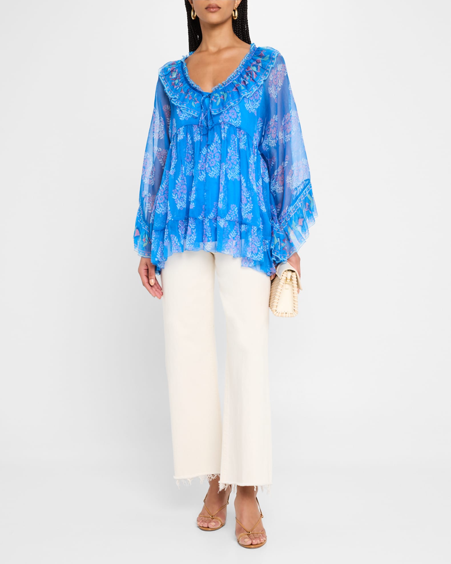 (取寄) ジョニー ワズ レディース ラッフル スリーブ ブラウザ Johnny Was women Ruffle Sleeve Blouse Watermelon Women's Johnny Was Lemona Blouse | Zappos.com