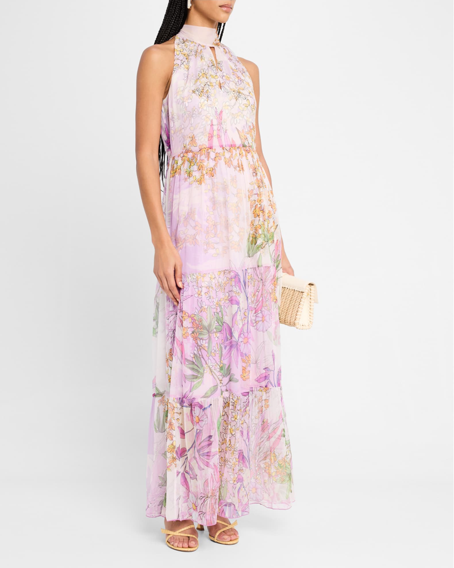 ワンピなど最旬ア！ Johnny Was Dress Maxi Chiffon Floral-Print Tiered Riona アイドルグッズ