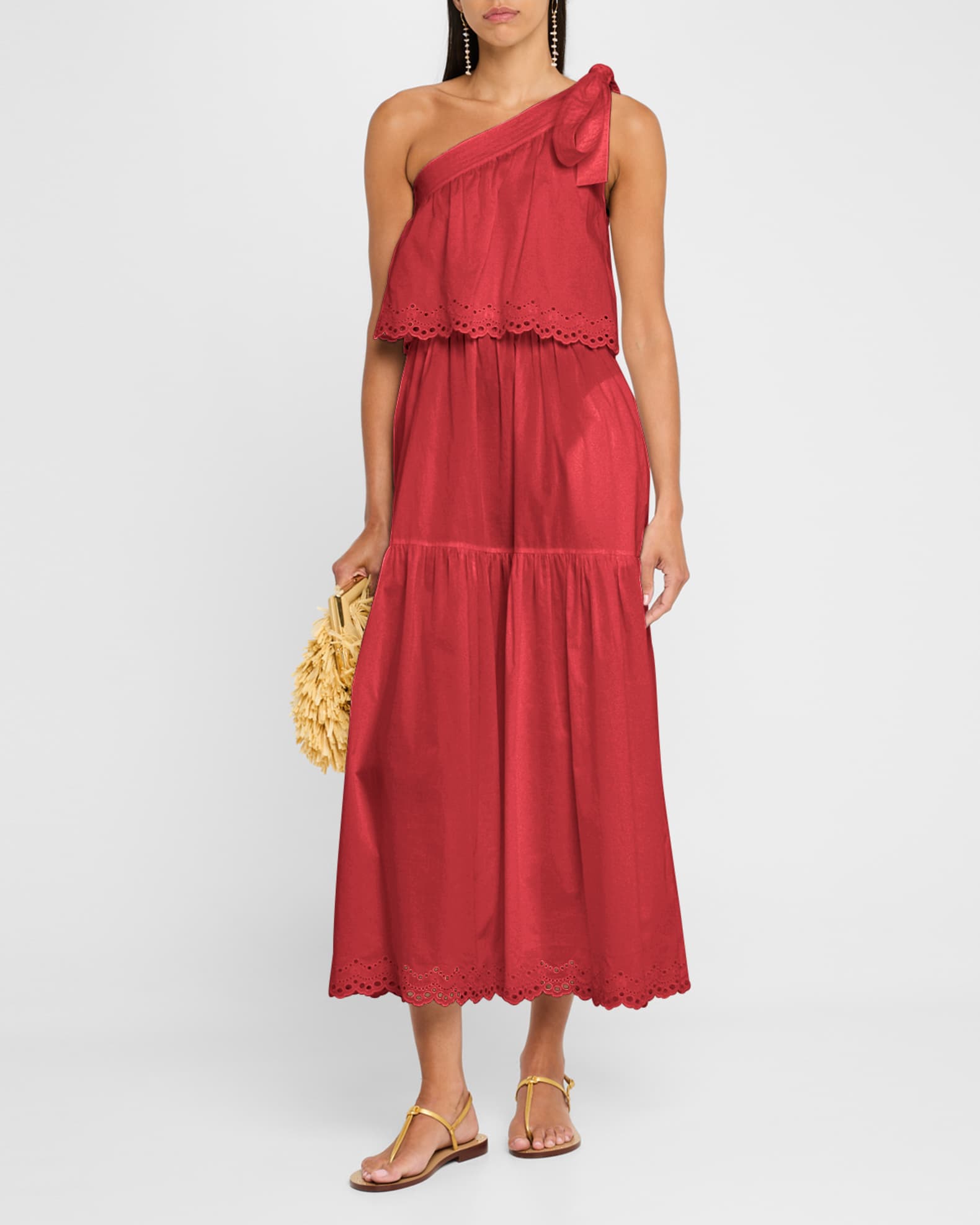 Cora Tiered One-Shoulder Midi Dress