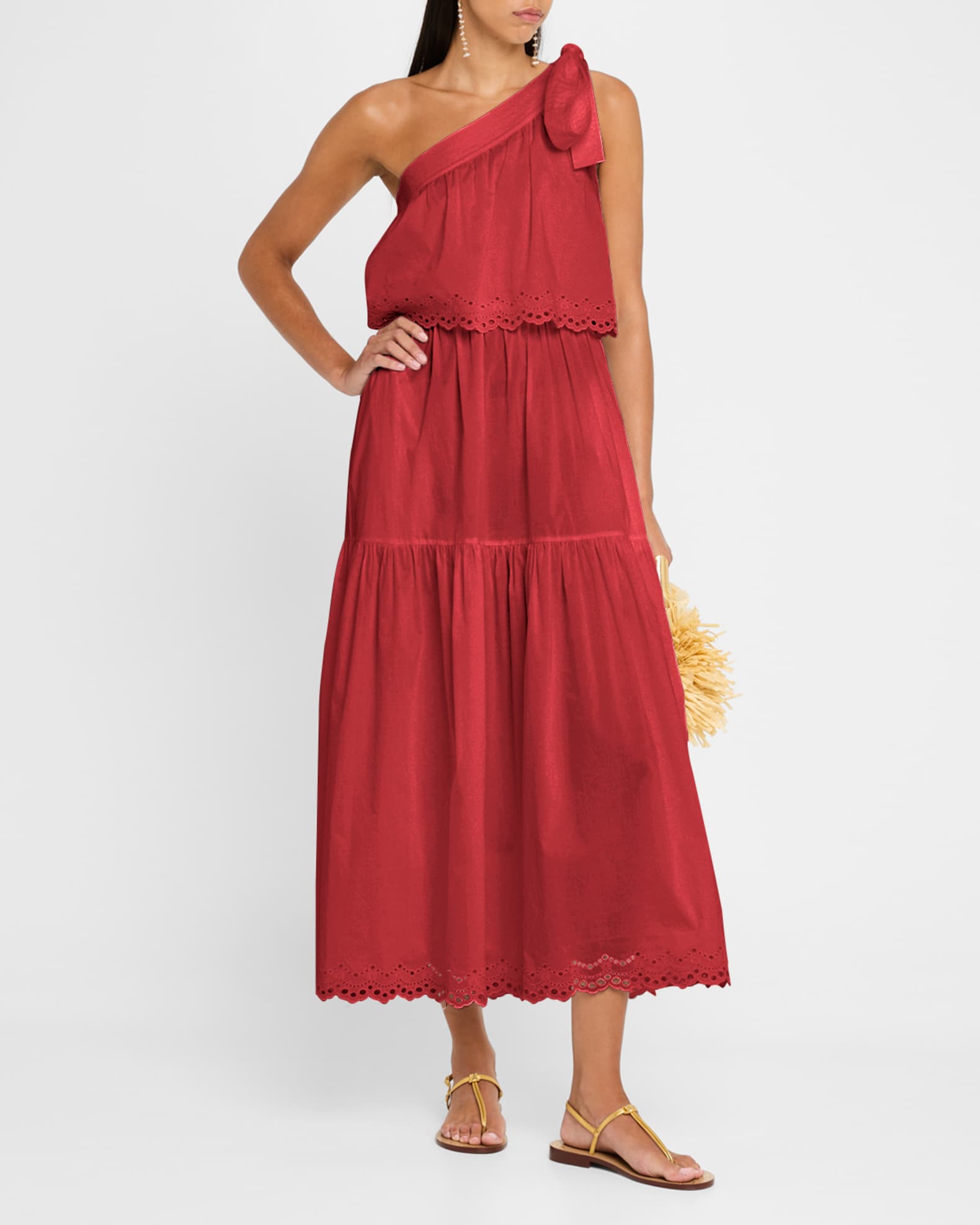 Cora Tiered One-Shoulder Midi Dress