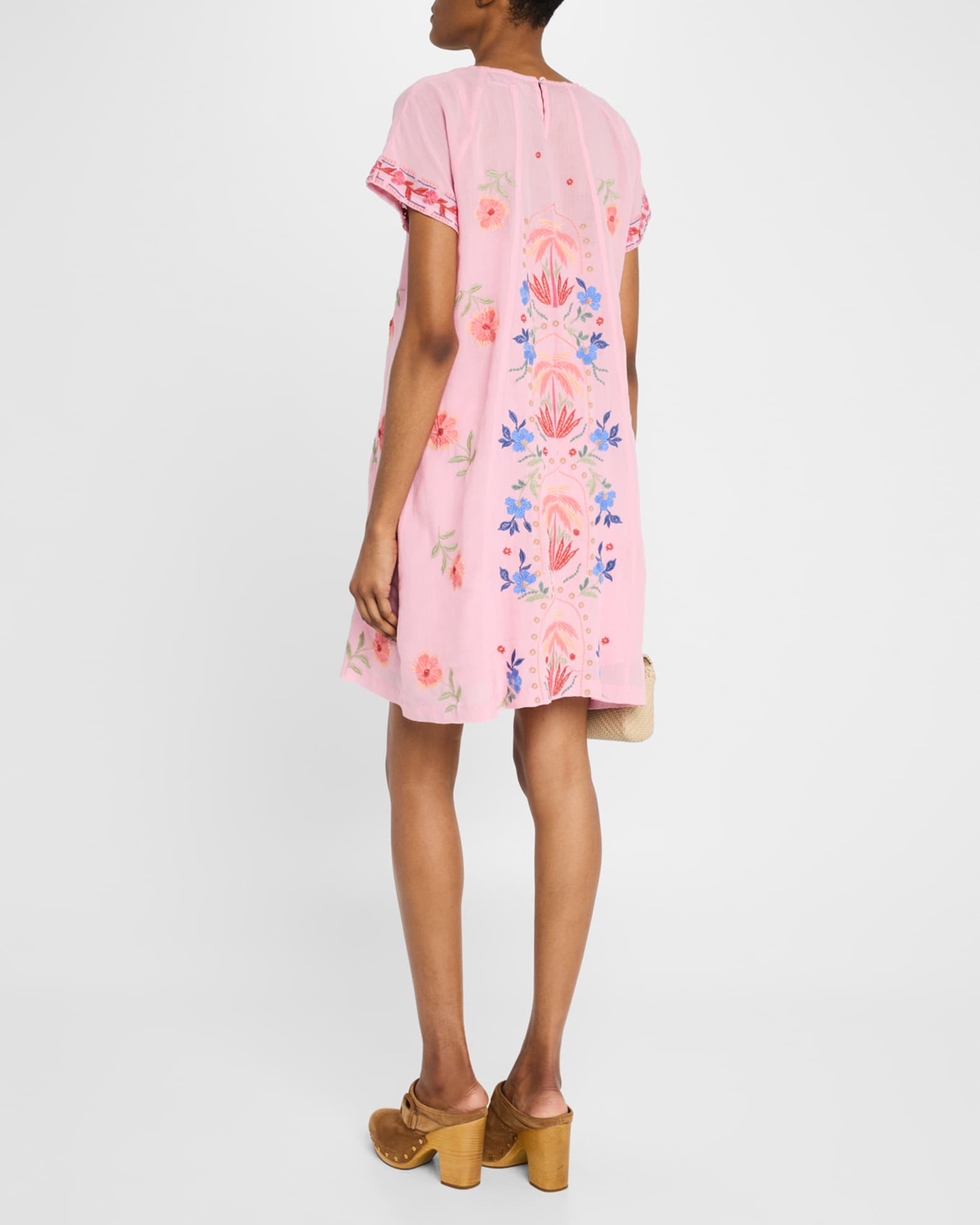 Johnny Was Floral-Embroidered Mini Shift Dress | Neiman Marcus
