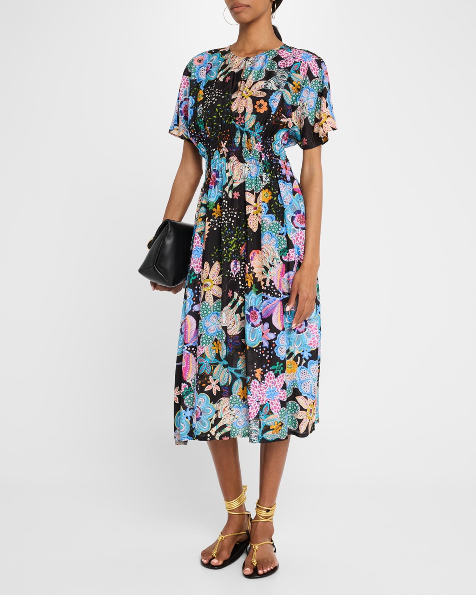 Damaris Floral-Print Silk Midi Dress 1