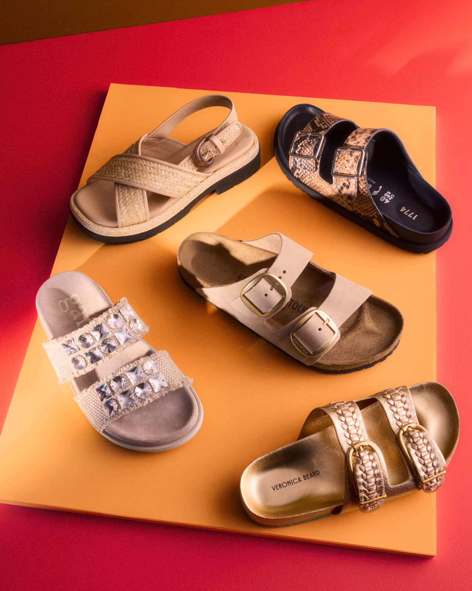 1774 Birkenstock Arizona Snake-Embossed Dual-Buckle Slide