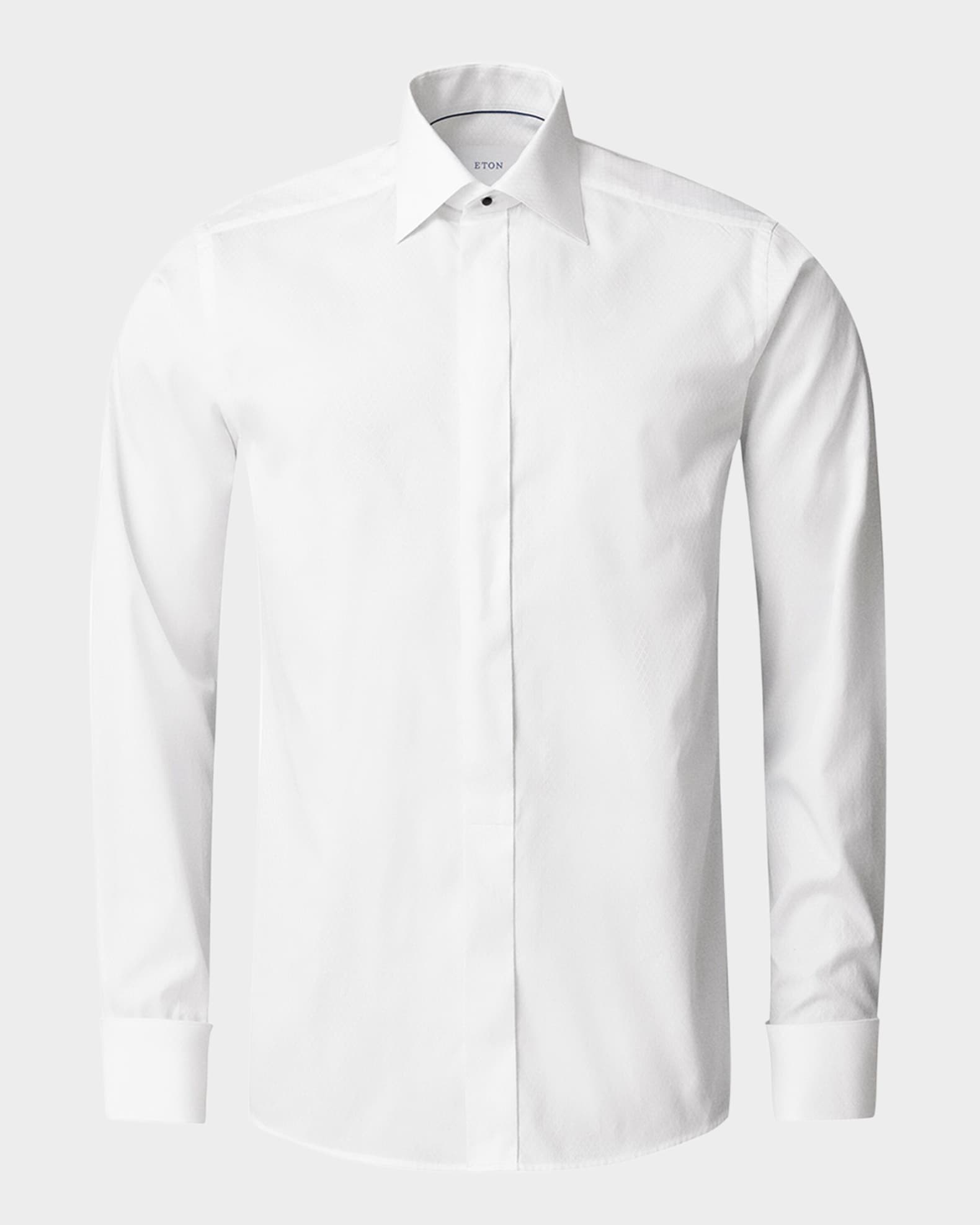 Men's Jacquard French-Cuff Contemporary Fit Dress Shirt 0
