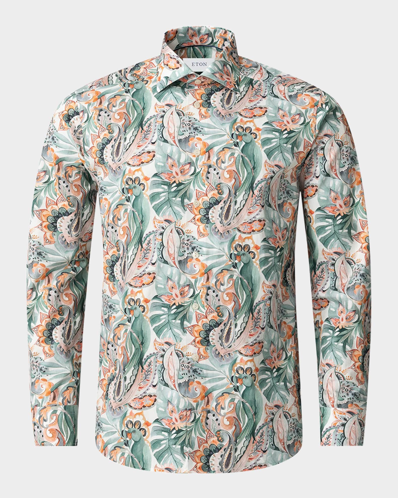 Men's Signature Twill Multicolor Parrot Dress Shirt 0
