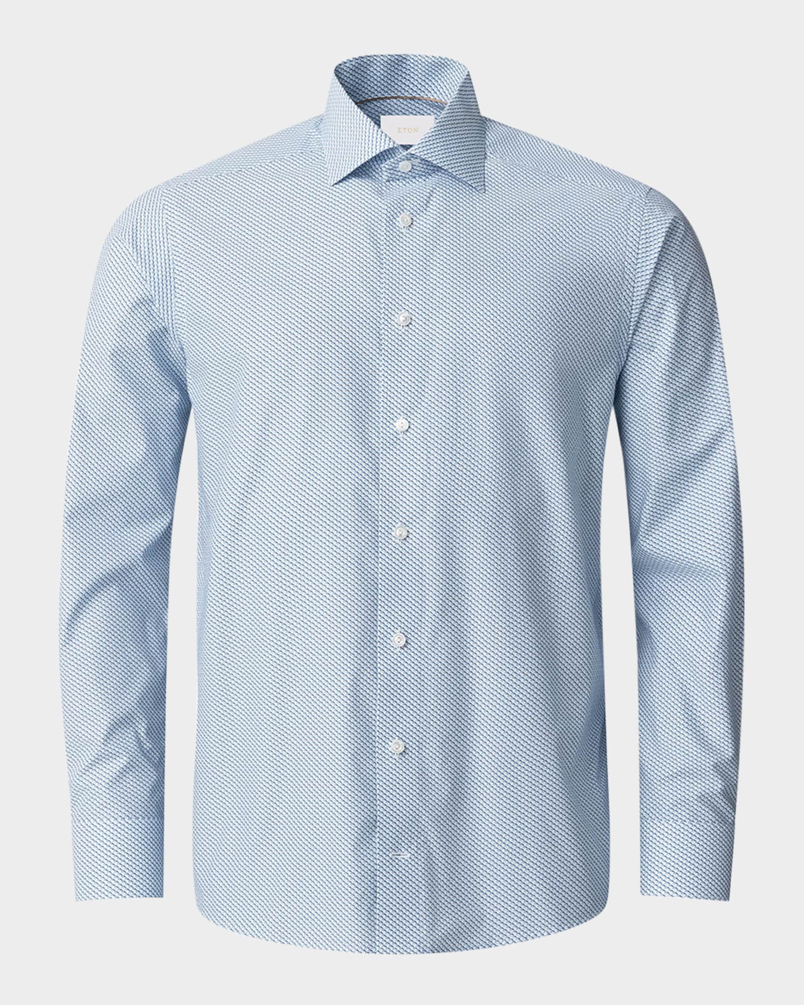 Men's Elevated Twill Olive-Print Contemporary Fit Dress Shirt 0