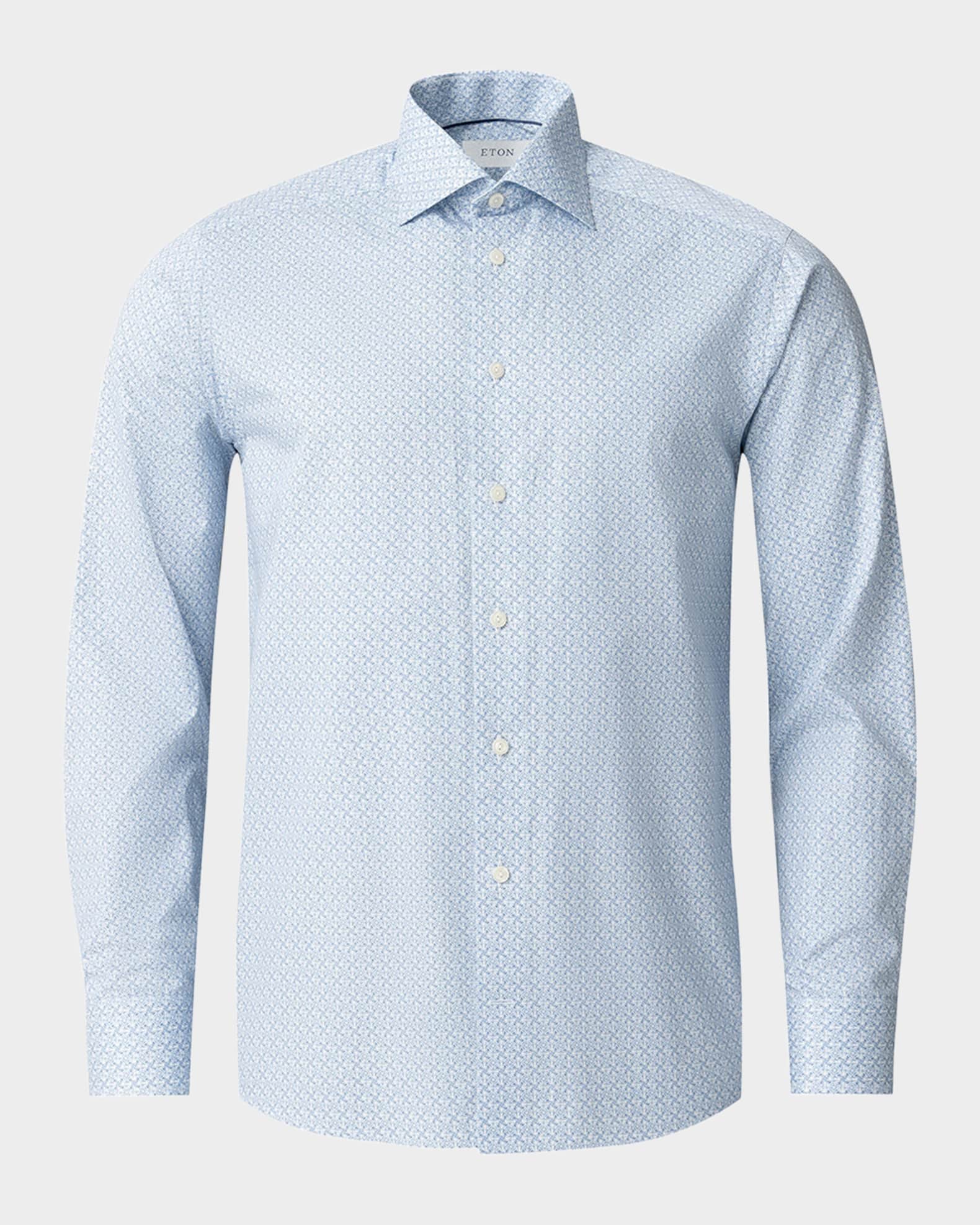 Men's Signature Twill Mosaic-Print Contemporary Fit Dress Shirt