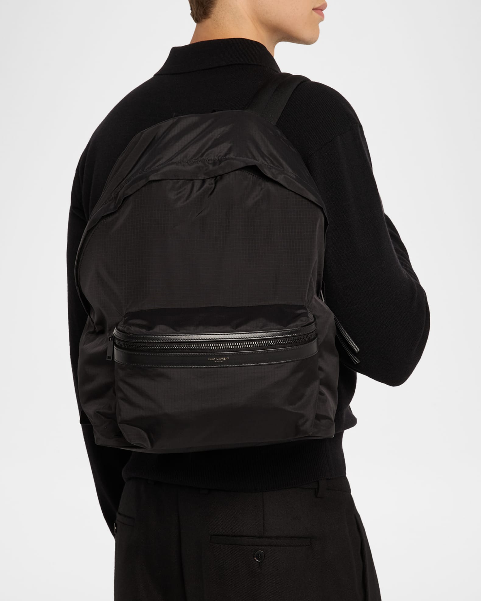 Men's City Nylon and Leather Backpack 1