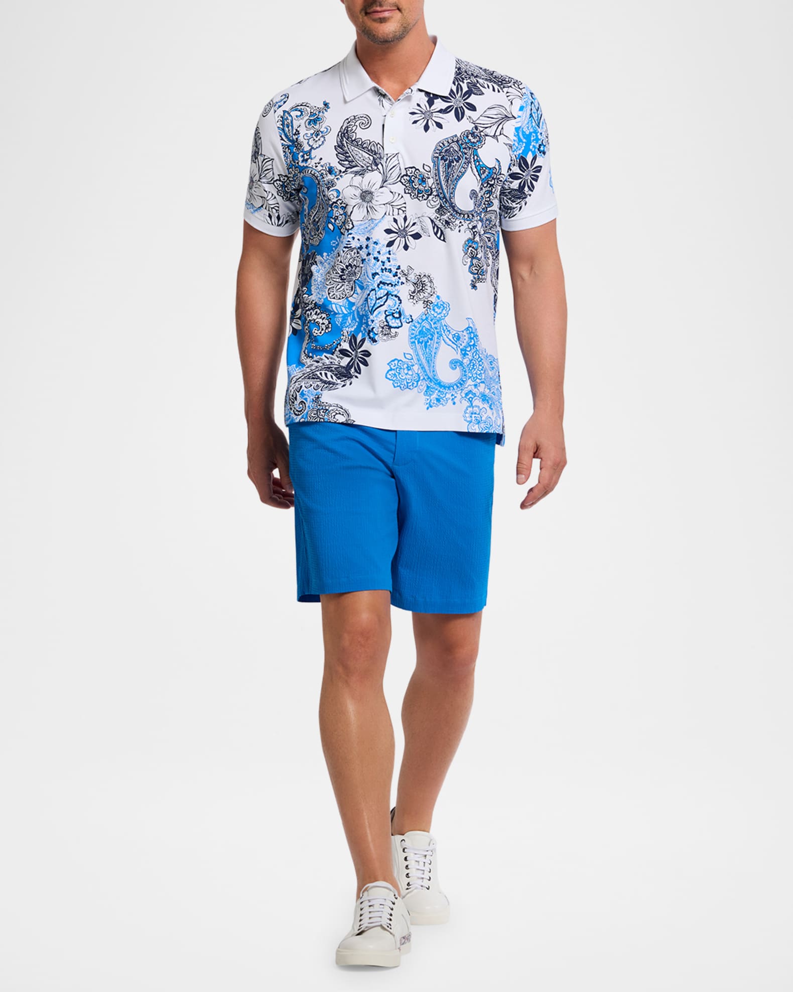 Men's Orzell Floral Knit Polo Shirt