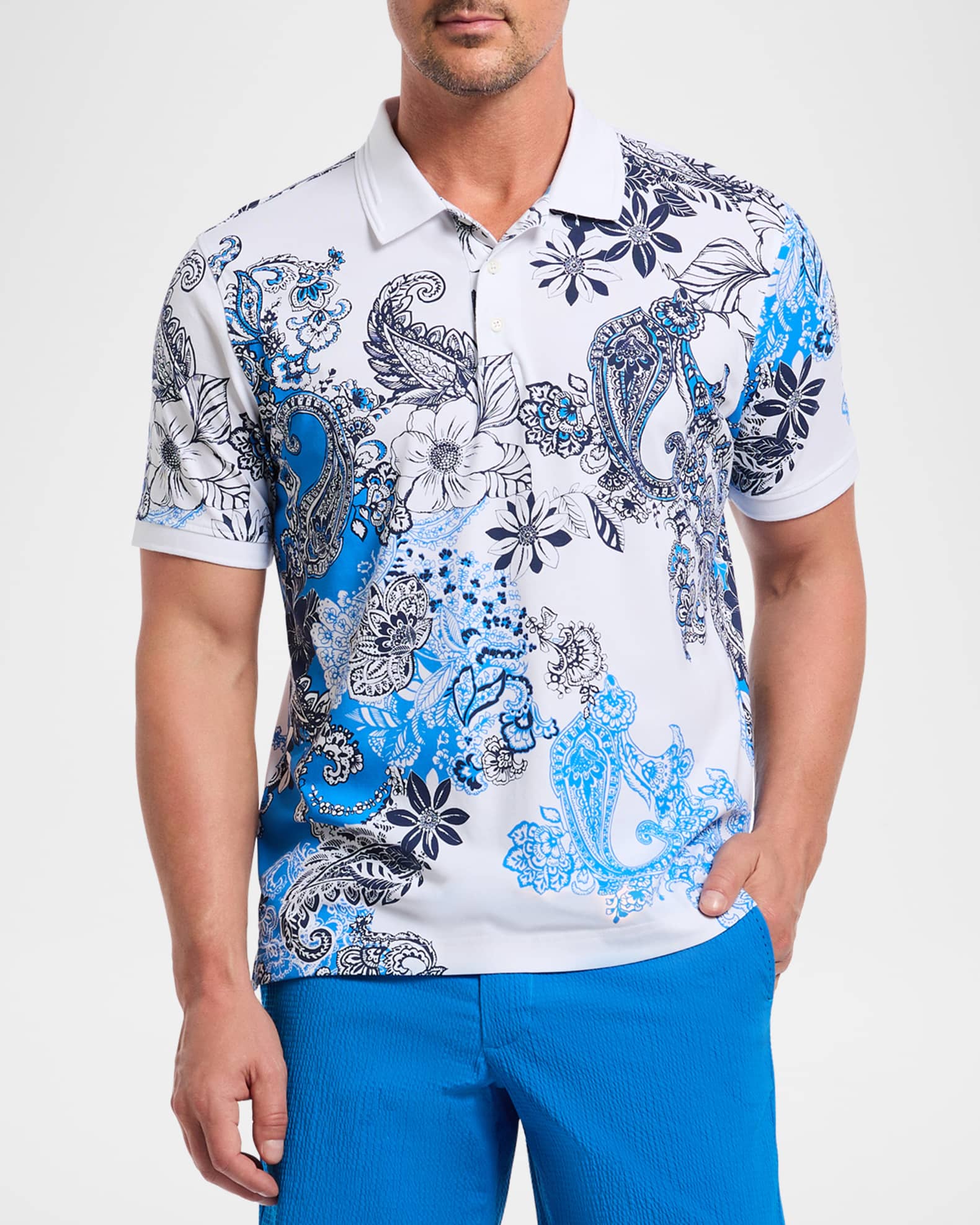 Men's Orzell Floral Knit Polo Shirt