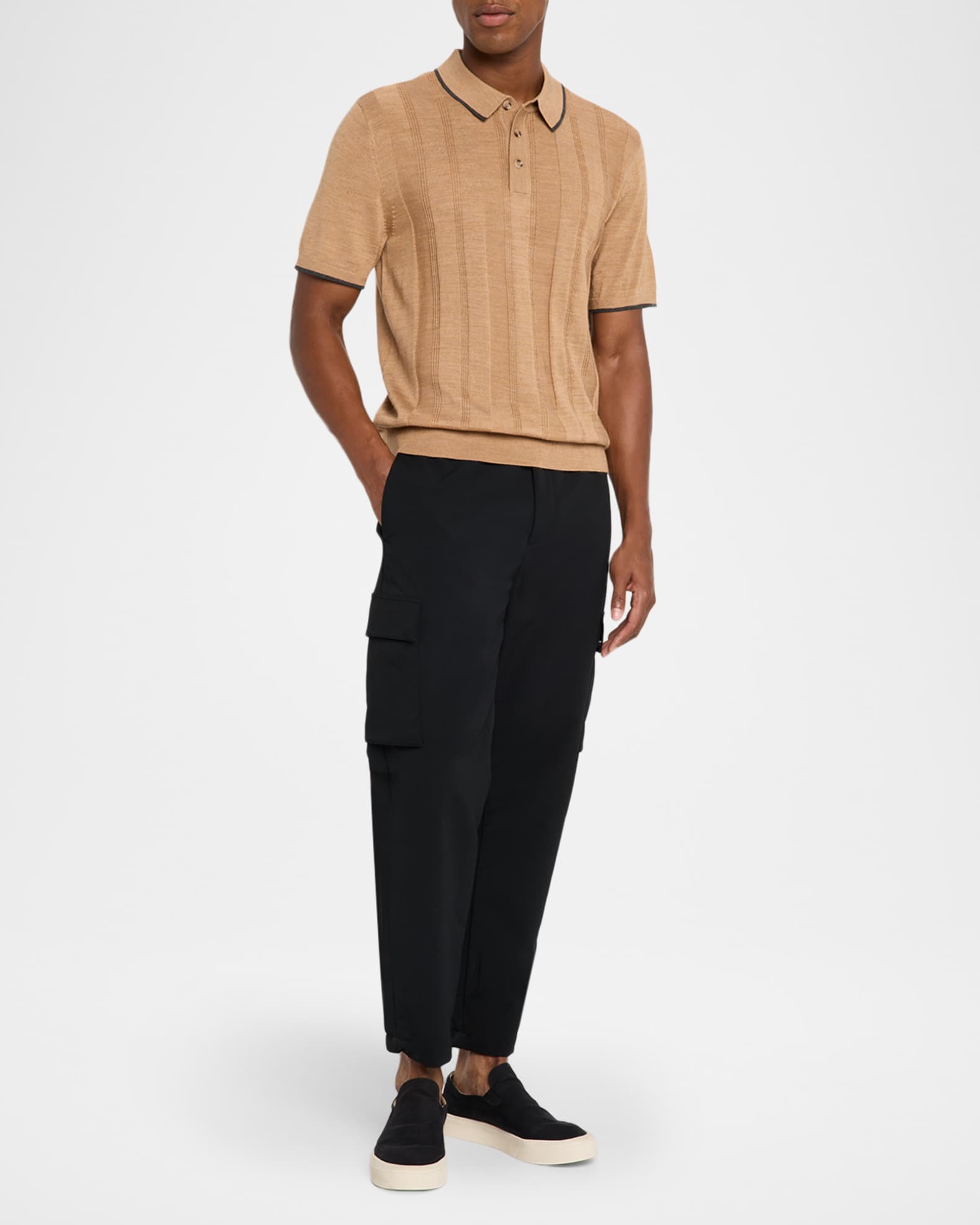 Men's Edvan Wool Knit Short-Sleeve Polo Sweater 1