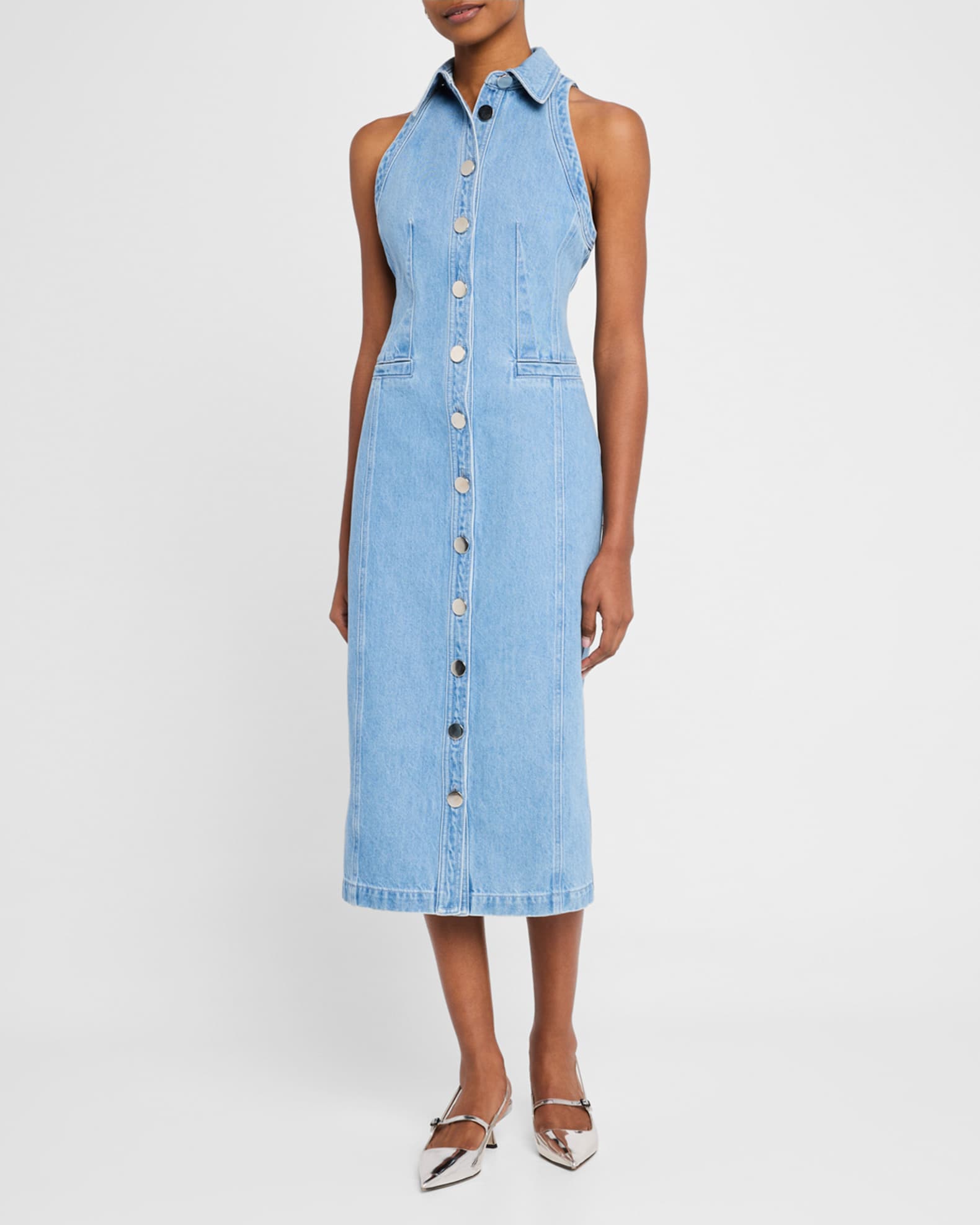 Palmer Button-Front Denim Midi Dress 1