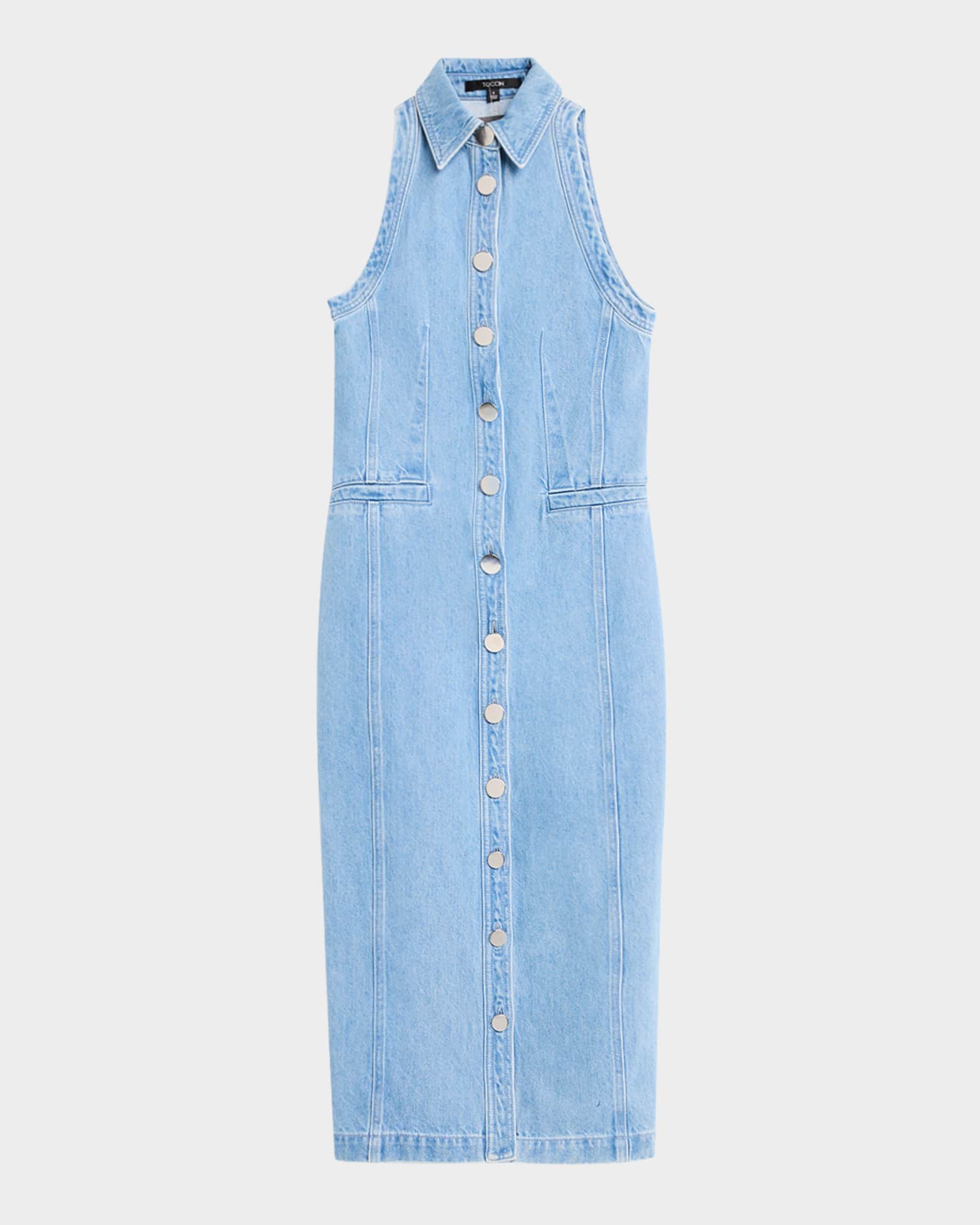 Palmer Button-Front Denim Midi Dress 0