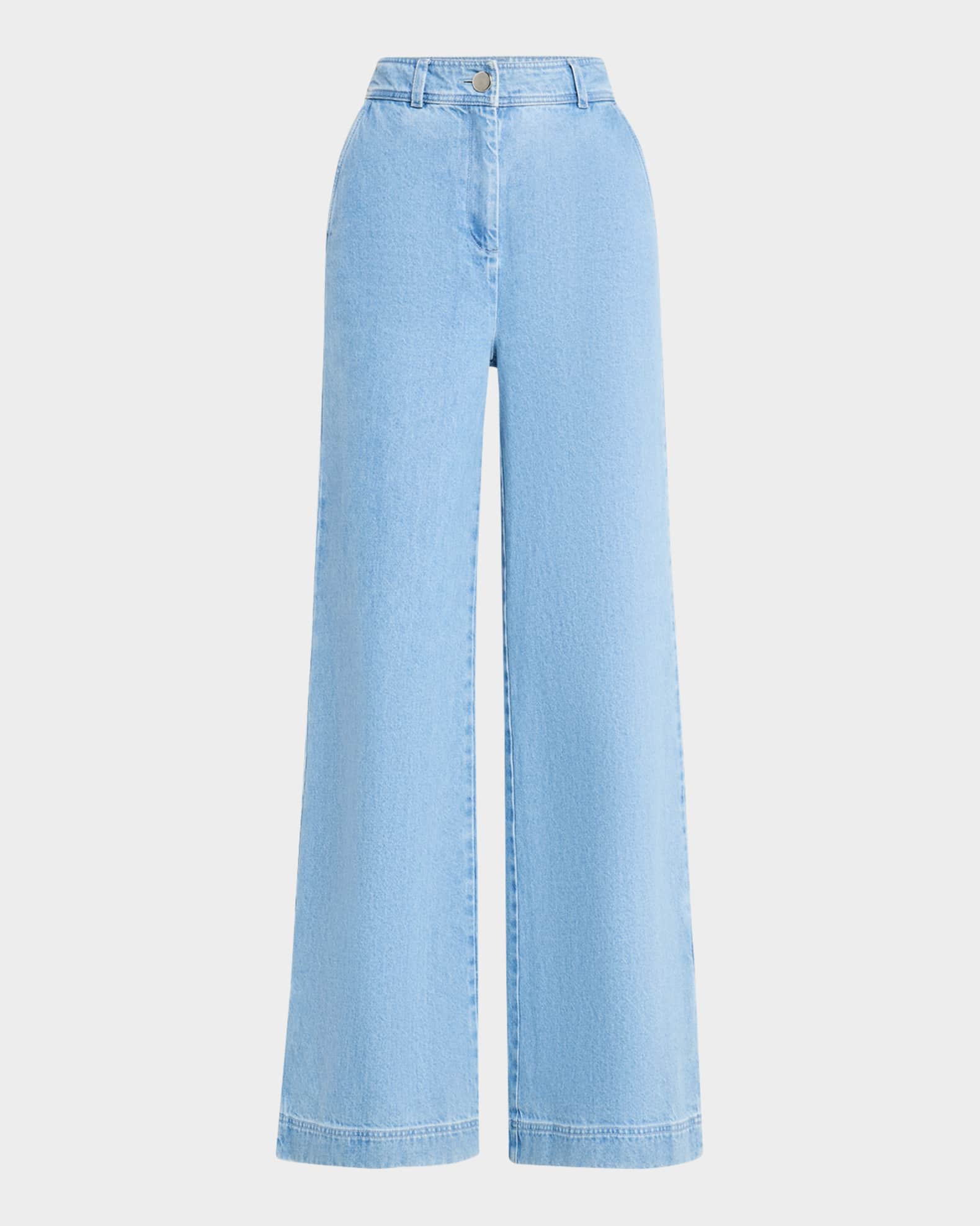 Eileen Wide-Leg Denim Pants with Slits 0