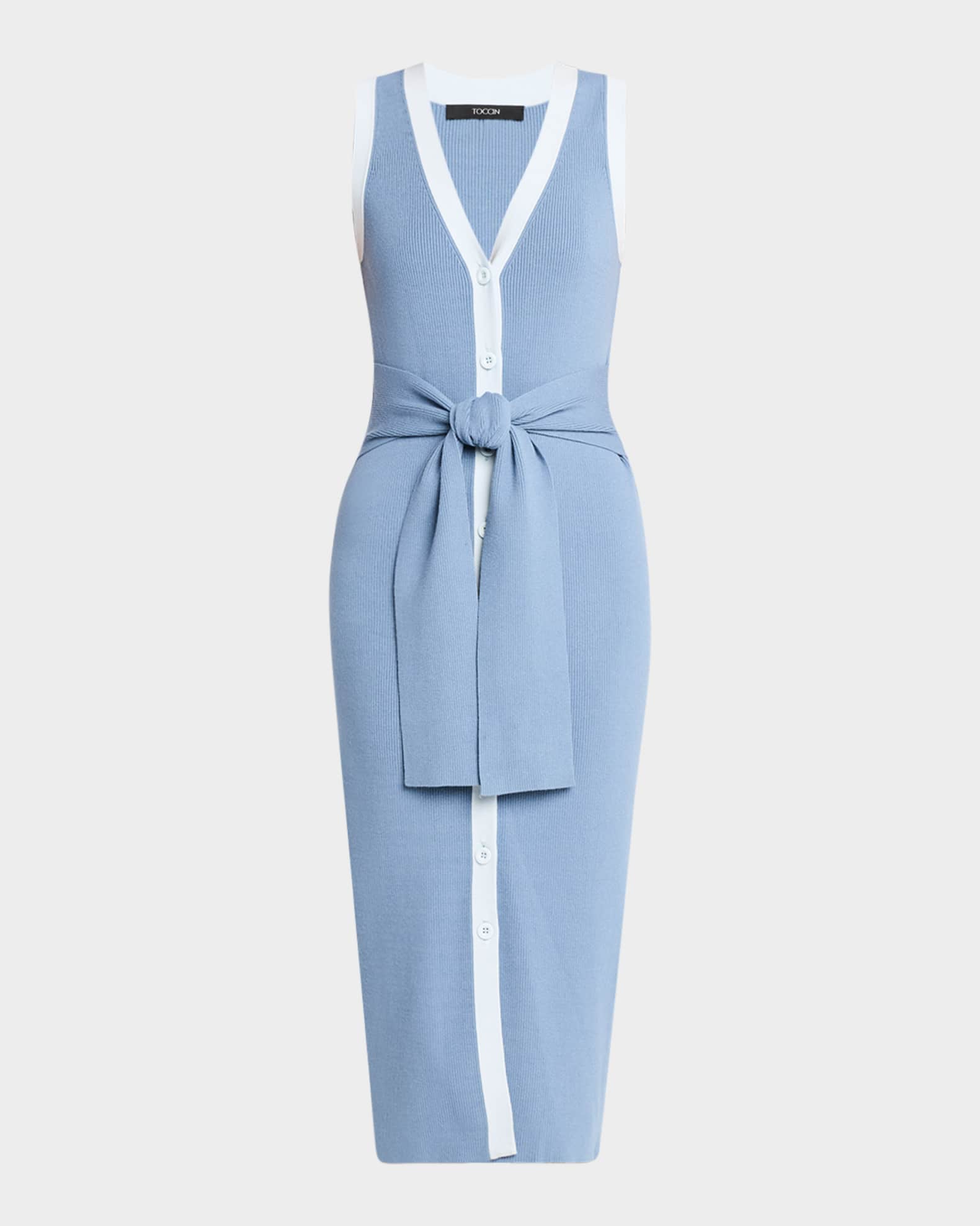 Victoria Sleeveless Button-Front Midi Dress 0