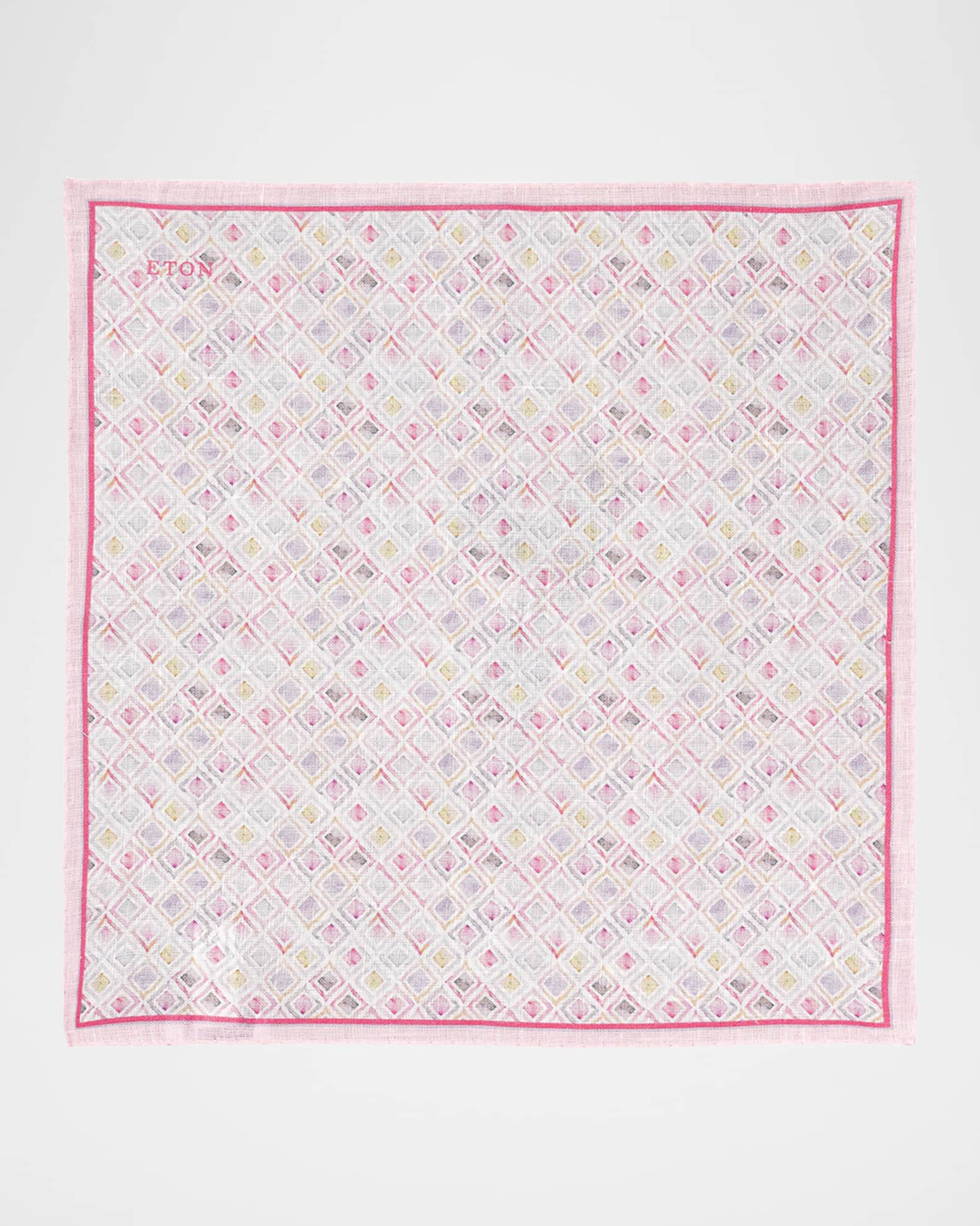 Men's Diamond-Print Linen Pocket Square 1